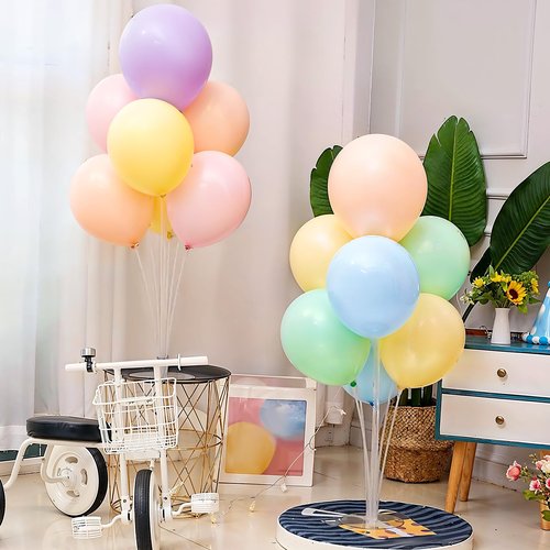 IANFAN 30 Pcs Balloon Sticks, Plastic Balloon Sticks with Bases Balloon Holder Sticks Weights for Tying Balloon Birthday Parties, Graduation, Holiday, Wedding, Anniversary Decoration