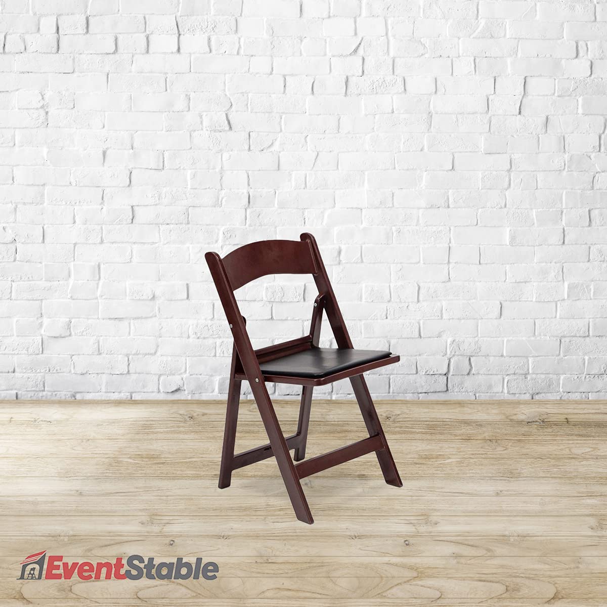 EventStable Titan PRO Resin Folding Chair - Mahogany Indoor/Outdoor Lightweight Folding Chair with Vinyl Padded for Weddings Parties Events - 100 Pack