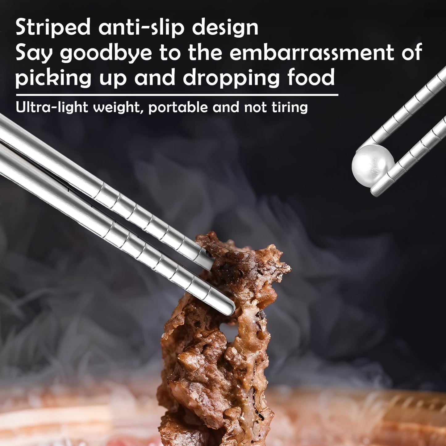 2 Pairs Titanium Chopsticks, Pure Titanium Metal Chopsticks, Ultralight and Reusable Chopstick, Durable Dishwasher Safe Eco-Friendly, for Camping Home Travel, Silver, 9 inch