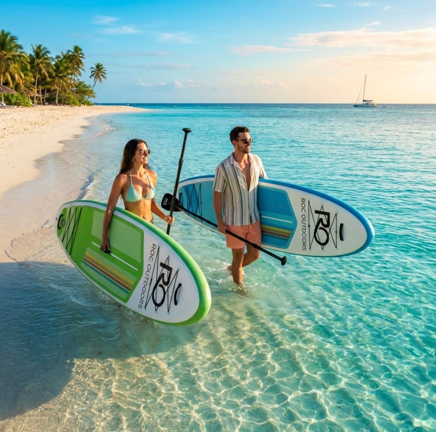 Roc Inflatable Stand Up Paddle Board 10' 6" with Premium SUP Paddle Board Accessories, Wide Stable Design, Non-Slip Comfort Deck for Youth & Adults (Cloudline W/Kayak Seat)