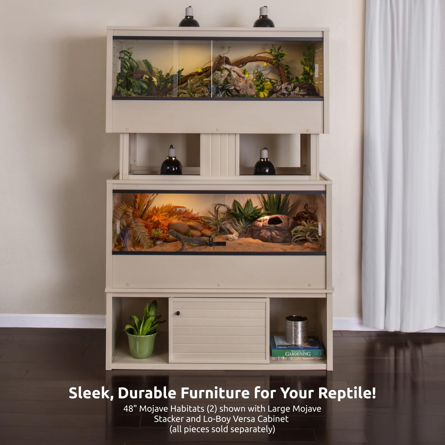 New Age Pet Lo‑Boy Versa Stand for Reptile Terrariums, Low-Profile ECOFLEX Cabinet for Stacked Large, 48" Mojave Reptile Habitats, Maple