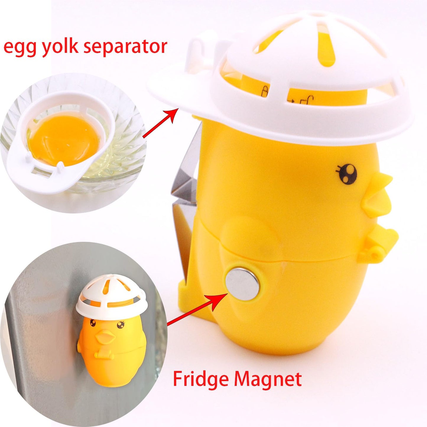 5-in-1 Multi-Purpose Egg Shell Opener,Fridge Magnets,Egg Separator for Raw Eggs,Egg Piercer,Egg Cracker,Hard Boiled Egg Peeler with Safety Lock for Kitchen Home Patent Design 1PC