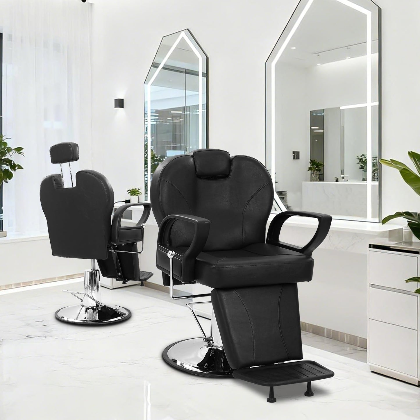 GarveeLife Heavy Duty Barber Chair for Hair Stylist, 360° Swivel Hydraulic Reclining Salon Chair with Adjustable Headrest & Pump, Shampoo Chair for Beauty Spa & Tattoo Artists, Max Load 330 Lbs