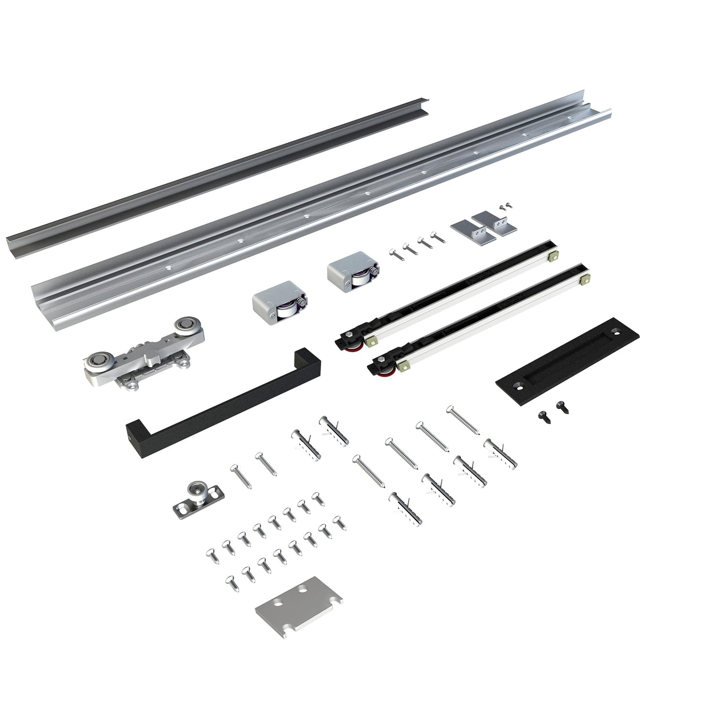JUBEST 36"x84" Concealed Sliding Barn Door with Soft Close Hardware Kit, Black Hidden Door for Opening 32"-34"x80", Waterproof and Modern, Smooth Sliding, for Interior Using, Widely Used