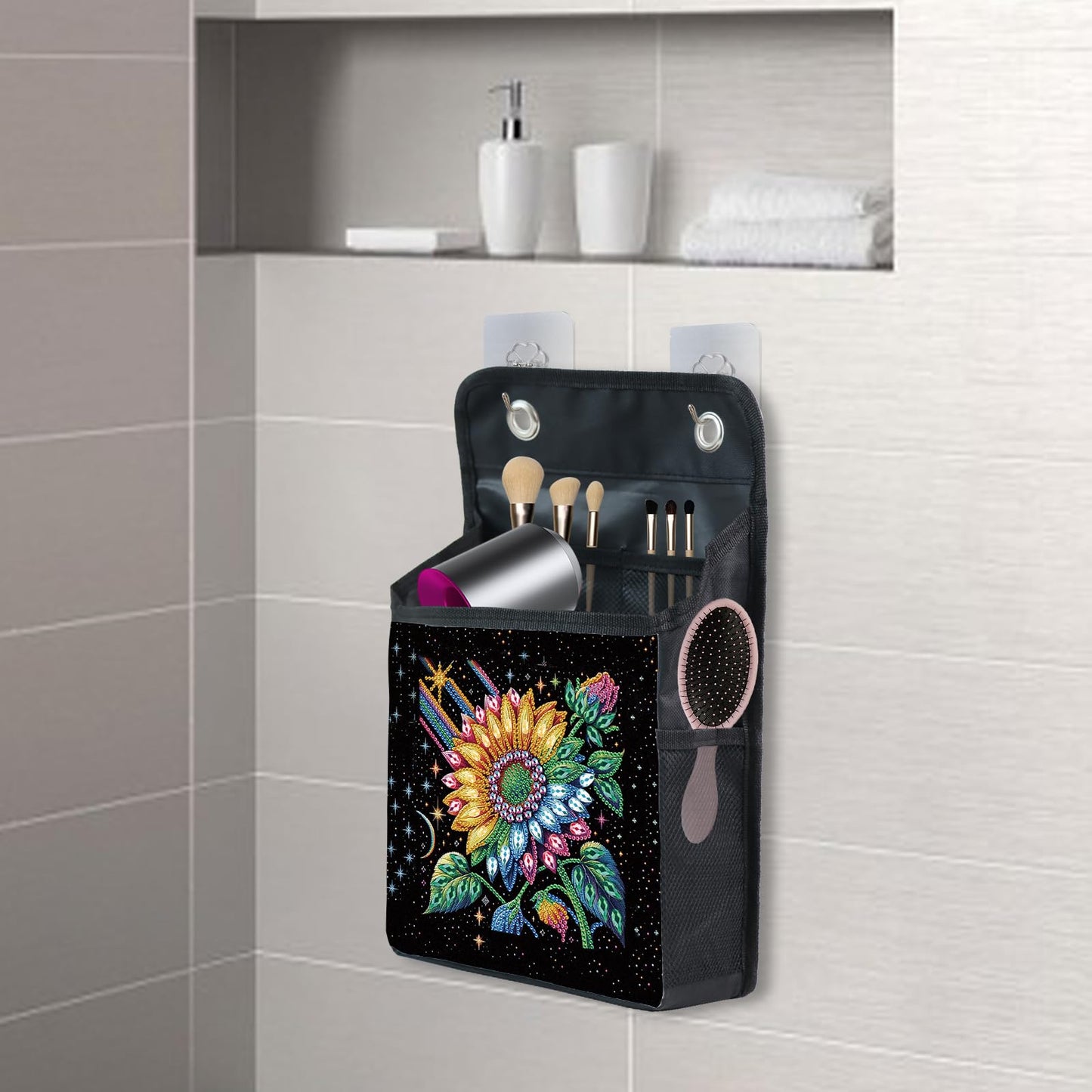Diamond Painting Storage Organizer Kit with Beautiful Pattern Design Round and Special Shape Diamond Art Kit,Door Hanging Holder Suitable for Storing Small Items, Foldable Wall Pouch Without Hooks