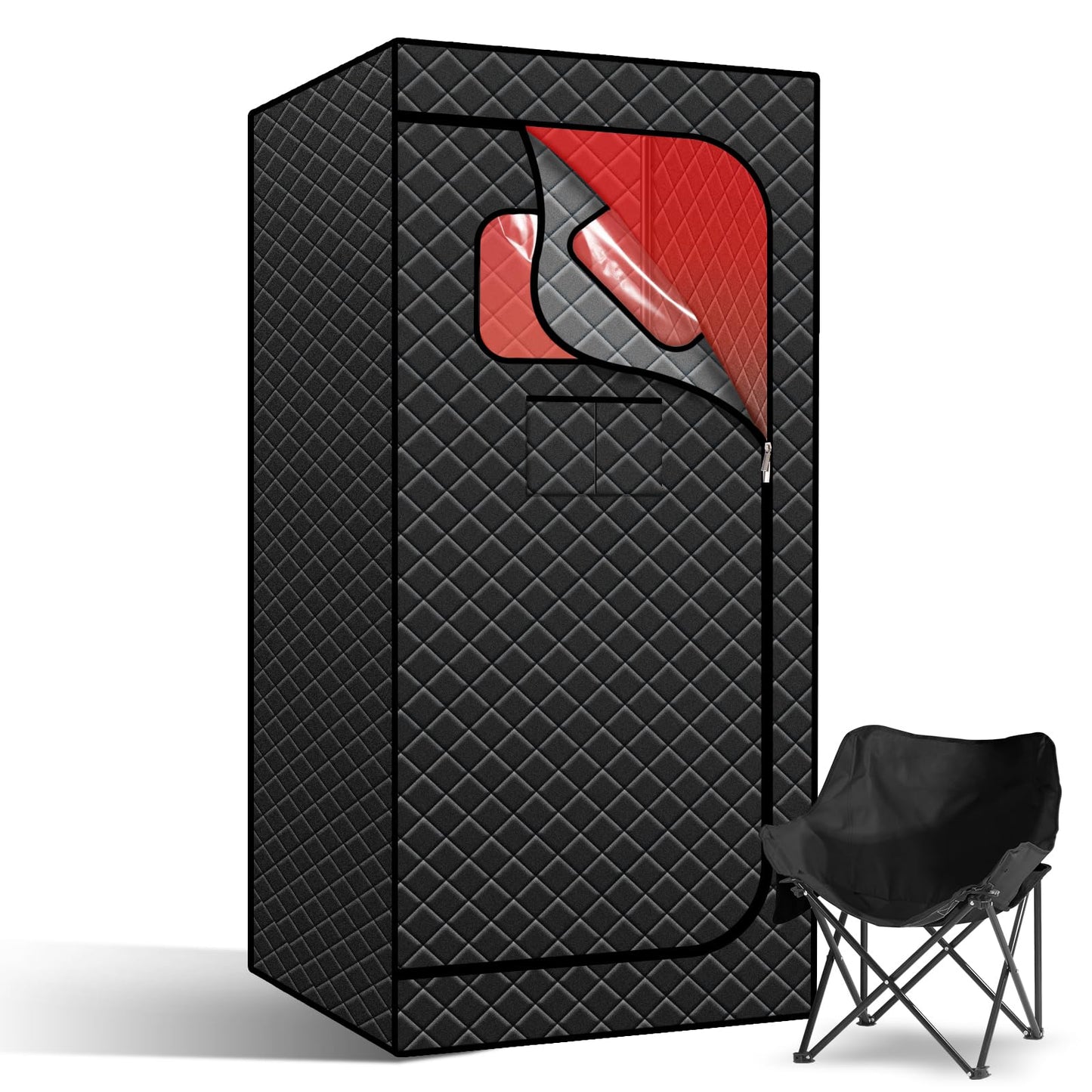Portable Infrared Sauna for Home, Full Size Foldable Personal Sauna Box with 660nm Red Light Therapy, Independent Heating Foot Pad and Portable Chair for Indoor Relaxation & Detox
