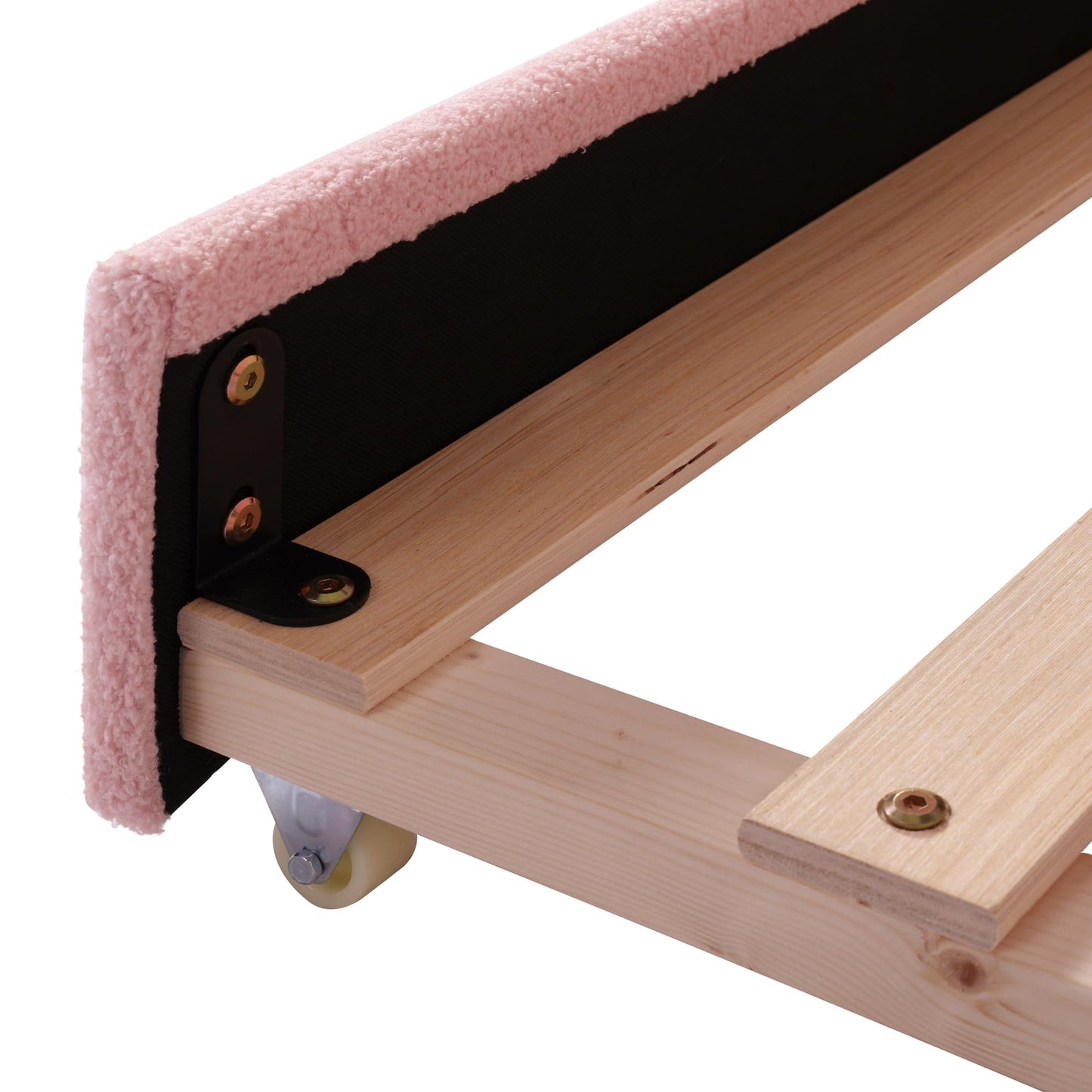 Full Size Upholstered Daybed with Trundle,Teddy Fleece Full Daybed Frame,Full Day Bed with LED Light,Tufted Sofa Bed Daybed for Bedroom,Living Room,Guest,Pink
