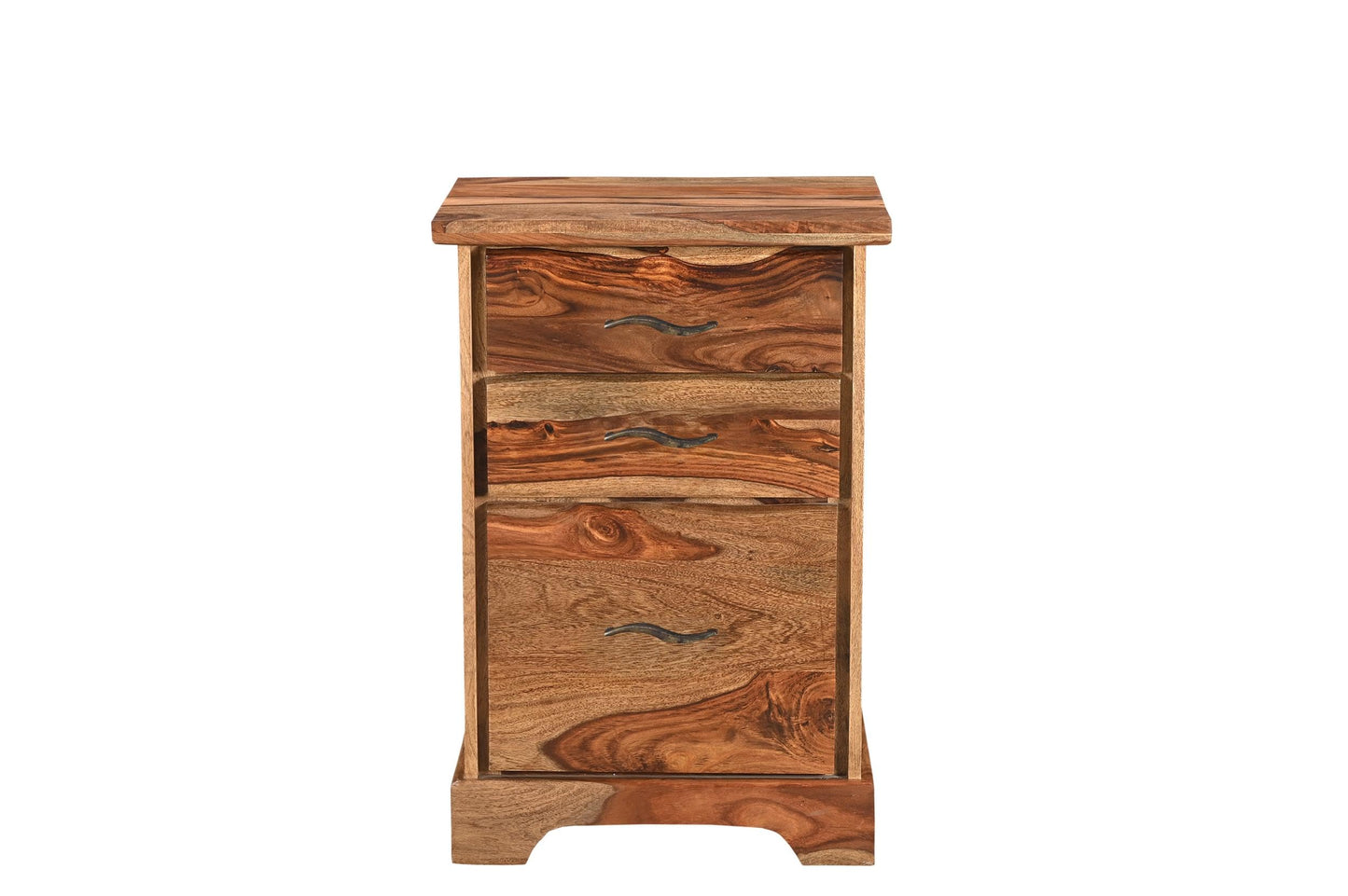 Taran Designs Darcy 3-Drawer Live Edge Solid Wood Filing Cabinet in Brown