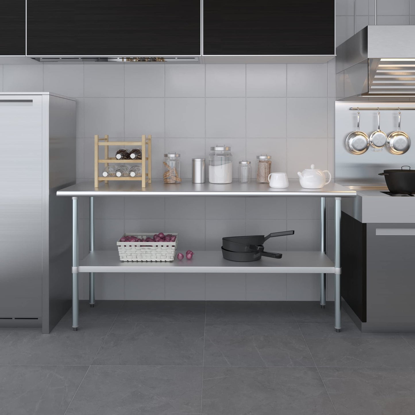 24" X 72" AmGood Stainless Steel Work Table | NSF Metal Prep Table | Commercial & Residential Kitchen Laundry Garage Utility Bench