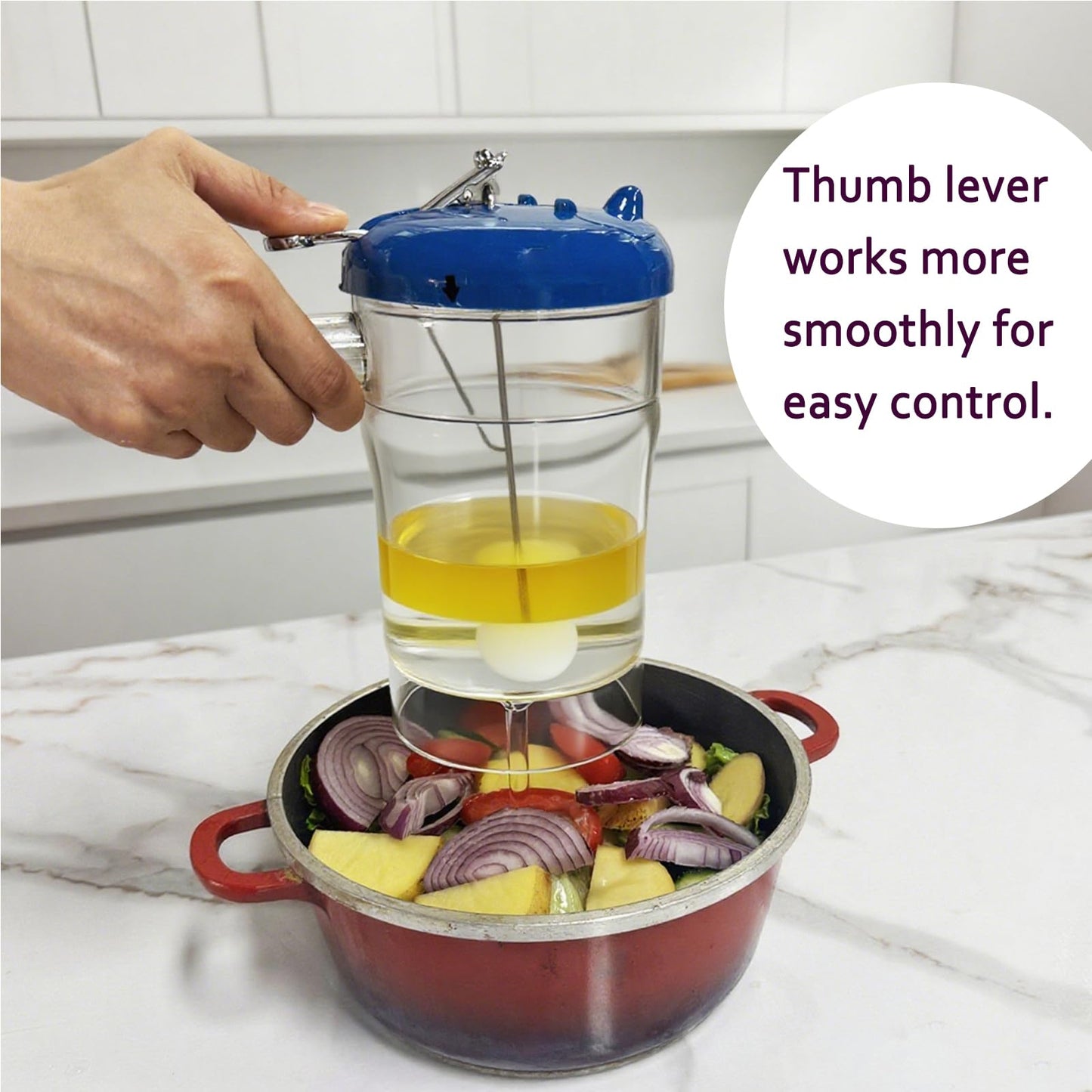 Glass Fat Separator, 4-Cup Gravy Separator with 304 Stainless Steel Strainer, Heat-resistant Glass Grease Separator with Bottom Release