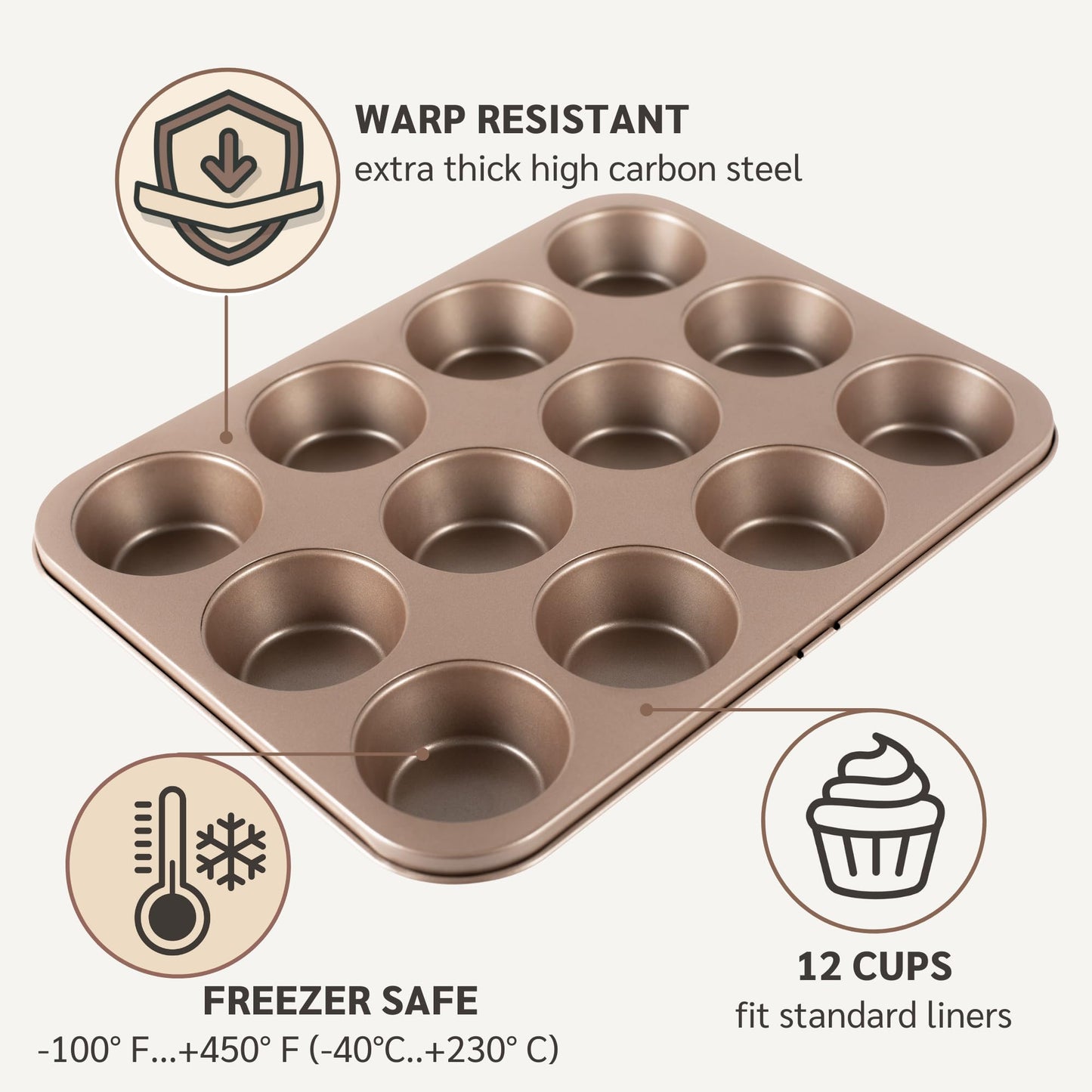 HAPPIELS Premium PFOA free Nonstick Baking Pans Bundle of 4 items: 13 x 18 inch Half Baking Sheet Set of 2, 5 x 9 inch Loaf Bread Pan, 9 x 13 inches Cake Baking Pan