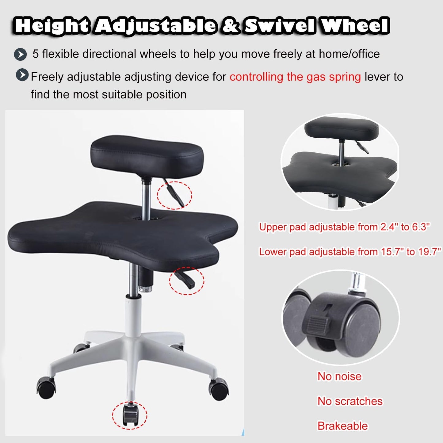 Office Chair Cross Legged Chair,Cross Legged Sitting Kneeling Office Chair with Wheels, Meditation Seat for Reducing Back Pain, Ergonomic Posture Corrective Seat - Improve Posture and Reliev