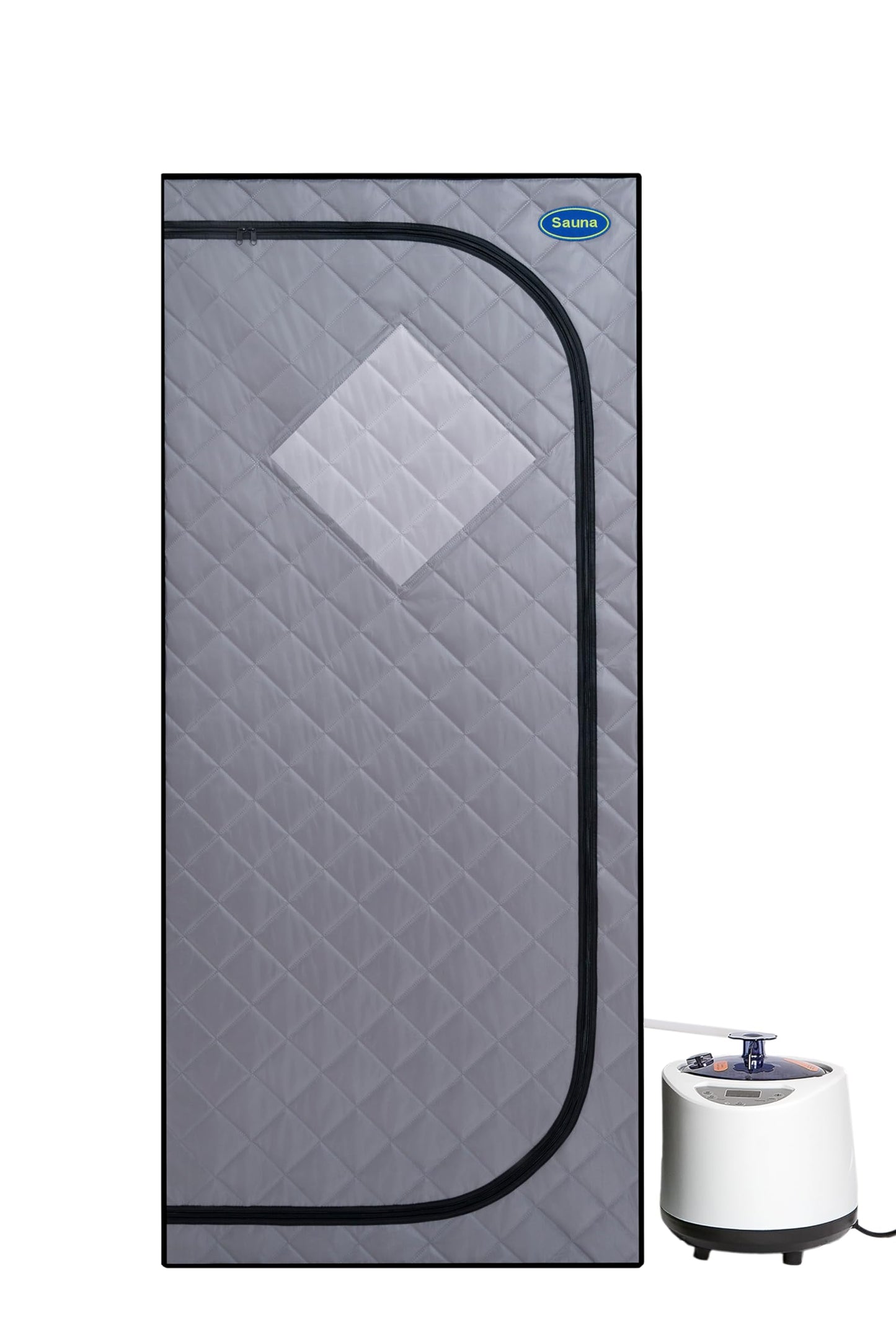 Gecheer Full-Size Portable Grey Steam Sauna Tent for Home Use – Includes Steam Generator, Remote Control, Foldable Chair, Timer, PVC Frame & 360° Steam Nozzles