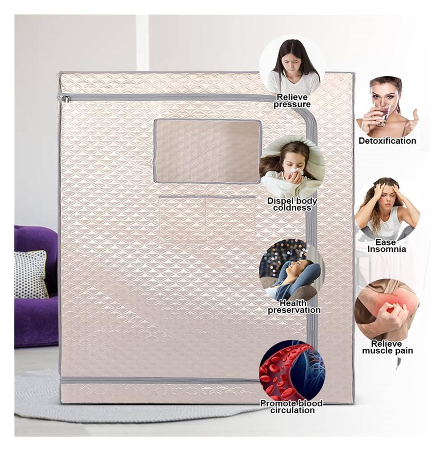 XQZMZSCP Fast Heating Home Sauna, Portable Steam Sauna Tent, 2 Person Sauna Tent Full Size Double, Sauna Tentull Body Home Spa (Champagne Gray)