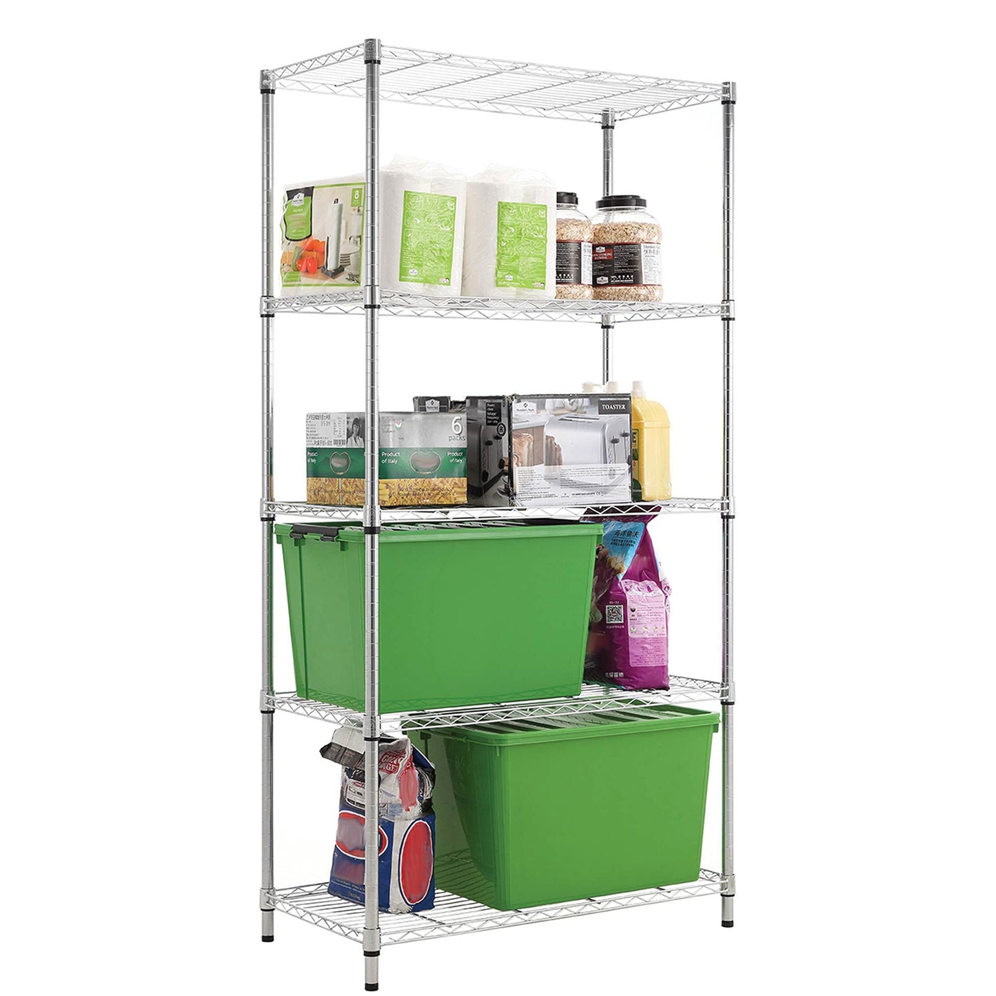 Regal Altair 14'' Deep x 36'' Wide x 72'' High 5 Tier Chrome Wire Shelving Unit | NSF Commercial Storage Rack Kit