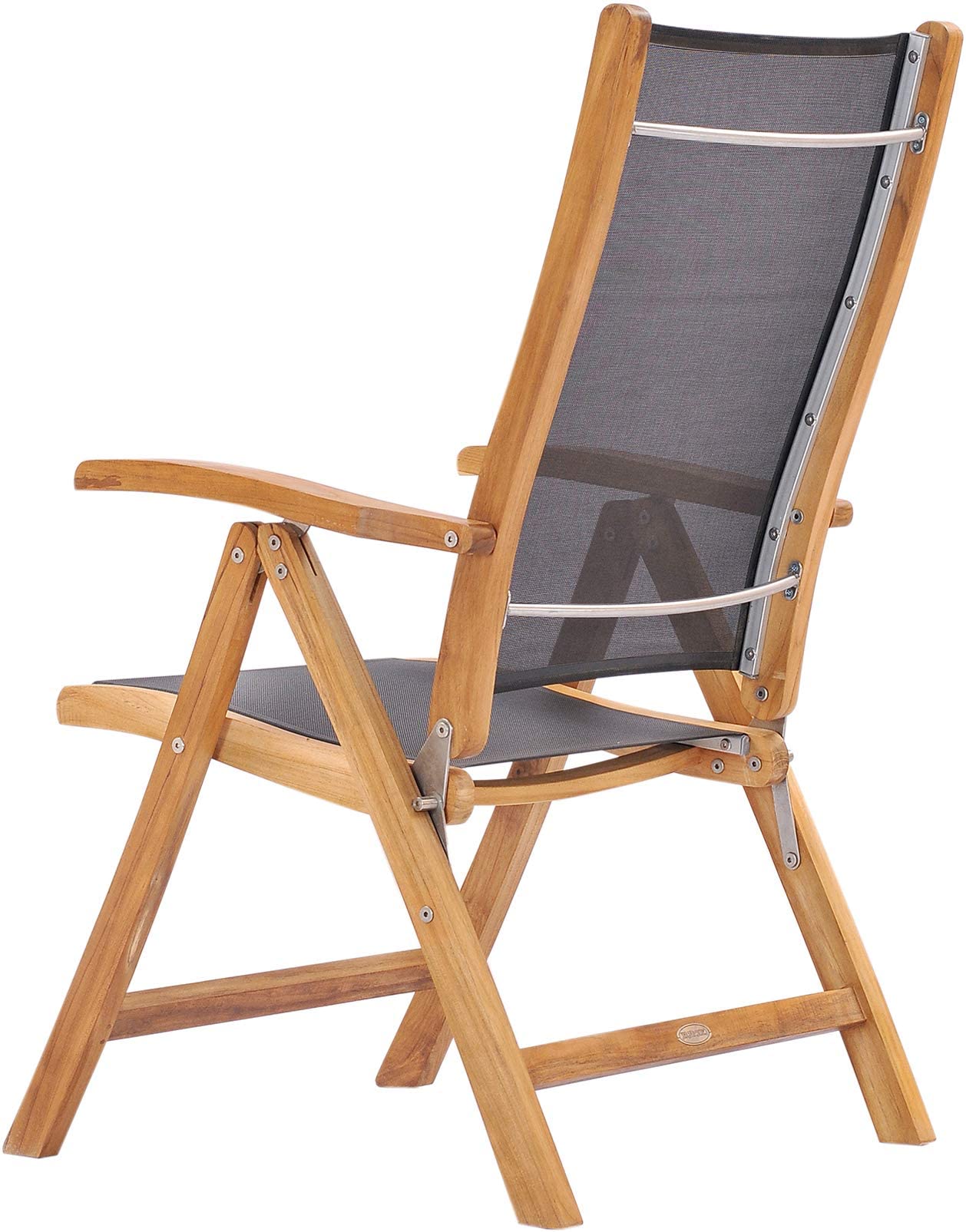 CHIC TEAK Teak Wood California Reclining Chair with Black Batyline Sling, Made from Solid A-Grade Teak Wood and Batyline