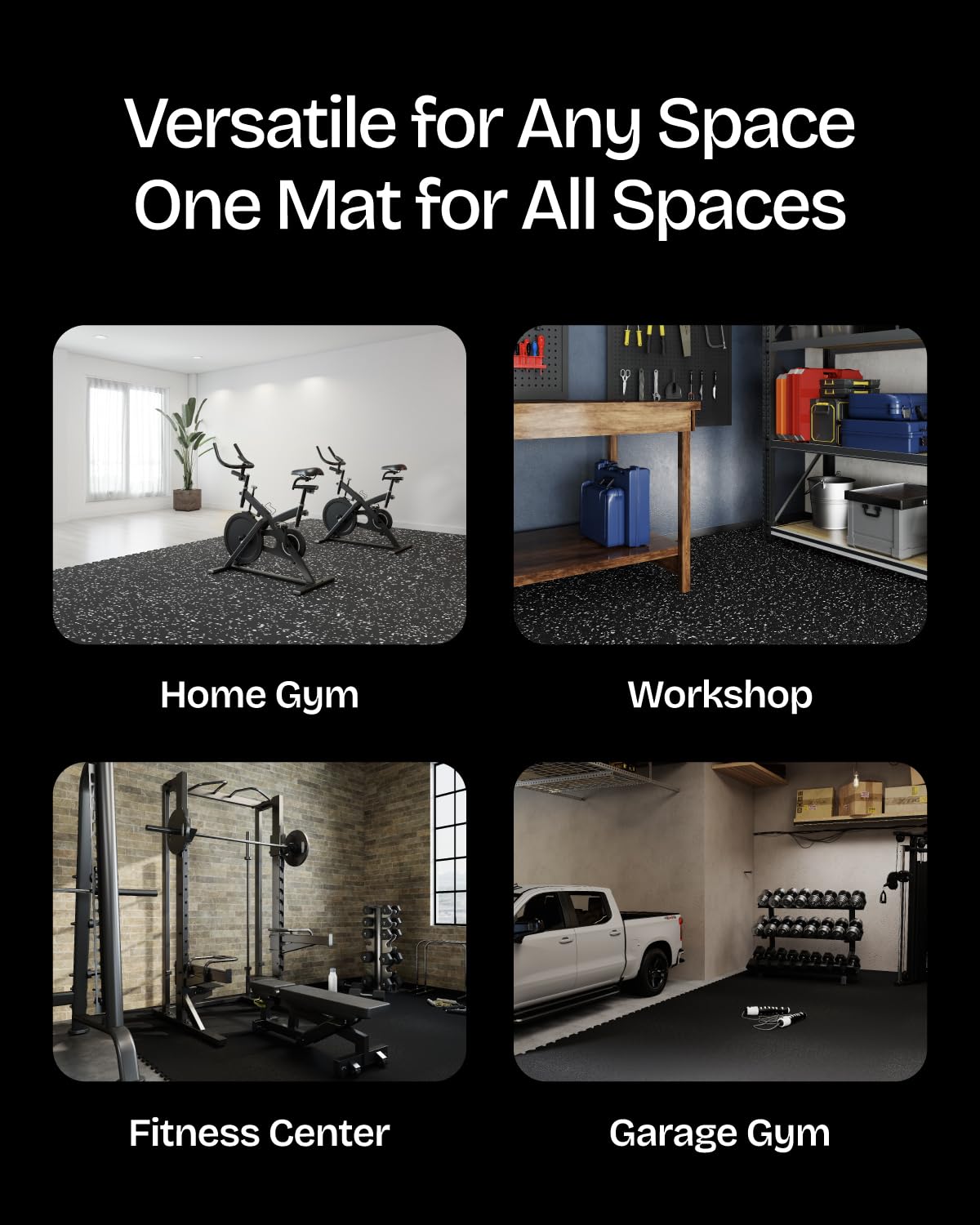 Vivaluz 0.56 Inch Thick 96 Sq Ft Gym Flooring for Home Gym, 24 Tiles Robust Rubber Top with Eva Foam Exercise Equipment Mats, Protective Flooring Puzzle Mat for Fitness Room