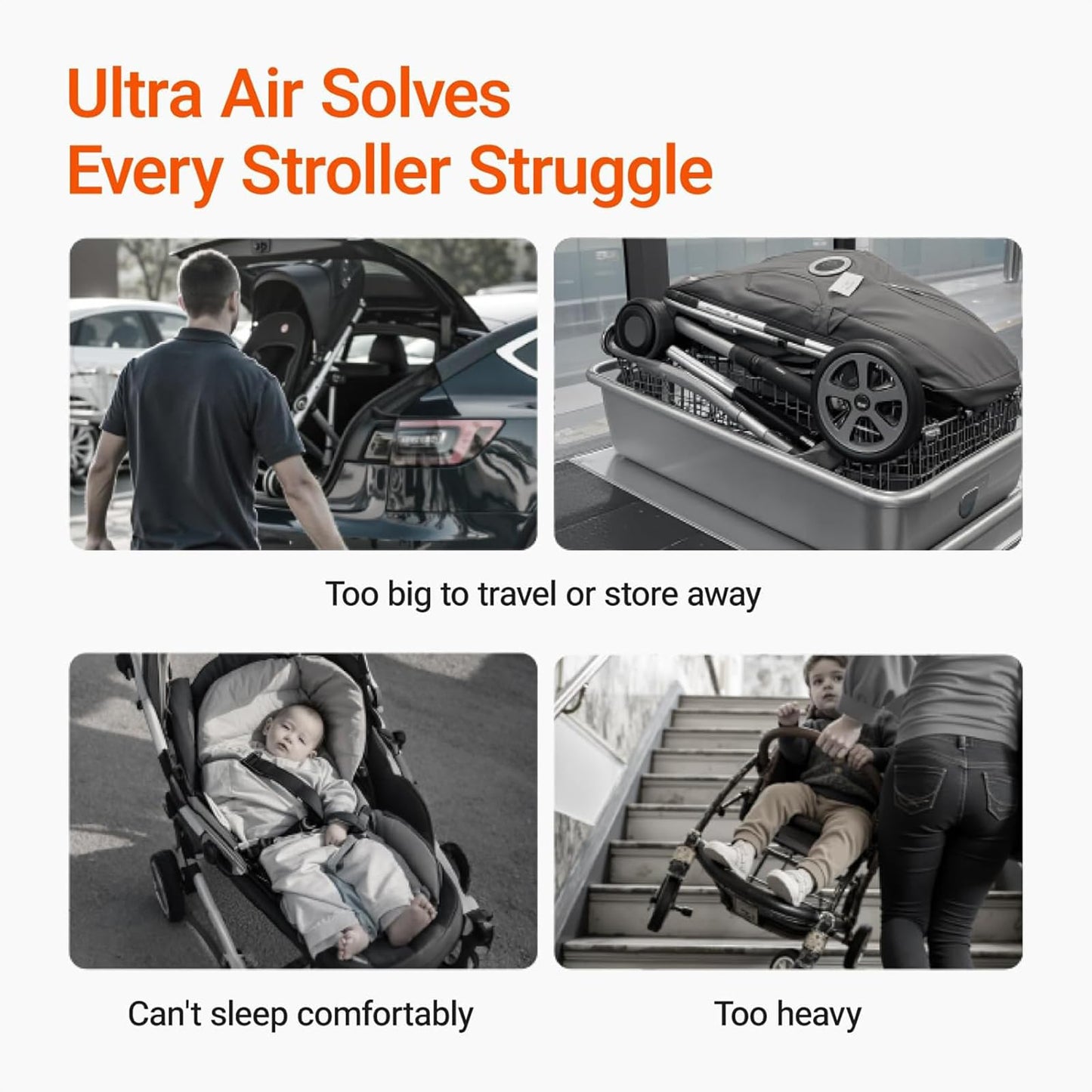 MAMAZING Ultra Air Lightweight Baby Travel Stroller with Carbon Fiber Frame, Compact & Airplane-Friendly, One-Handed Fold, 11.6 lbs, Perfect for Toddlers, Organizer & Cushion Included, Jet