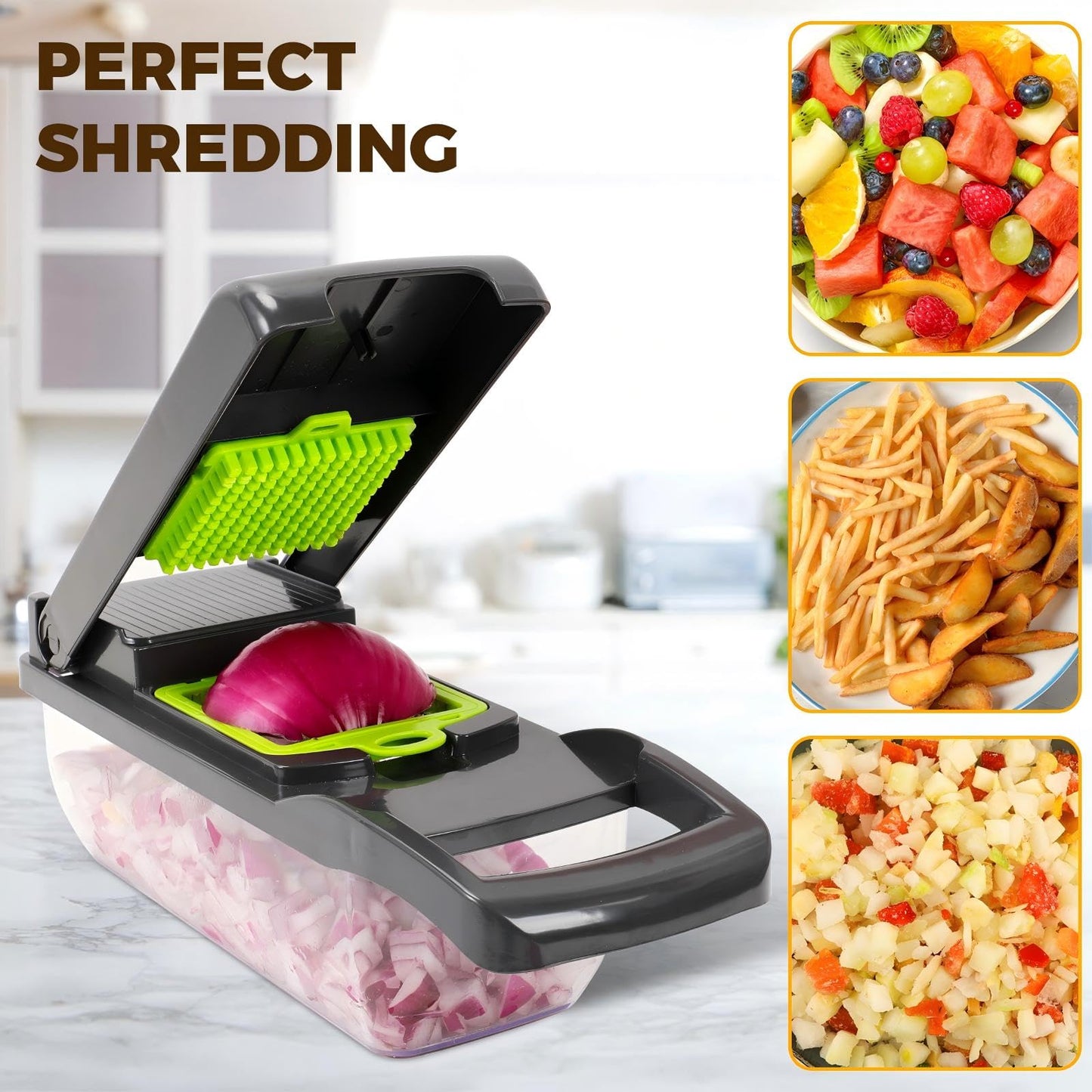 Vegetable Chopper,13 in 1 Multifunctional Food Chopper,Pro Onion Chopper with 7 Blades,Veggie Chopper with Container,Chopper Vegetable Cutter for Salad Potato Carrot Garlic,Kitchen Essential