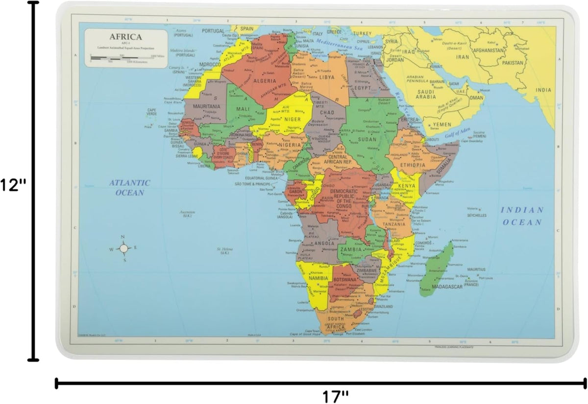 Painless Learning Africa Map Placemat - 12 x 17 1/2 inches