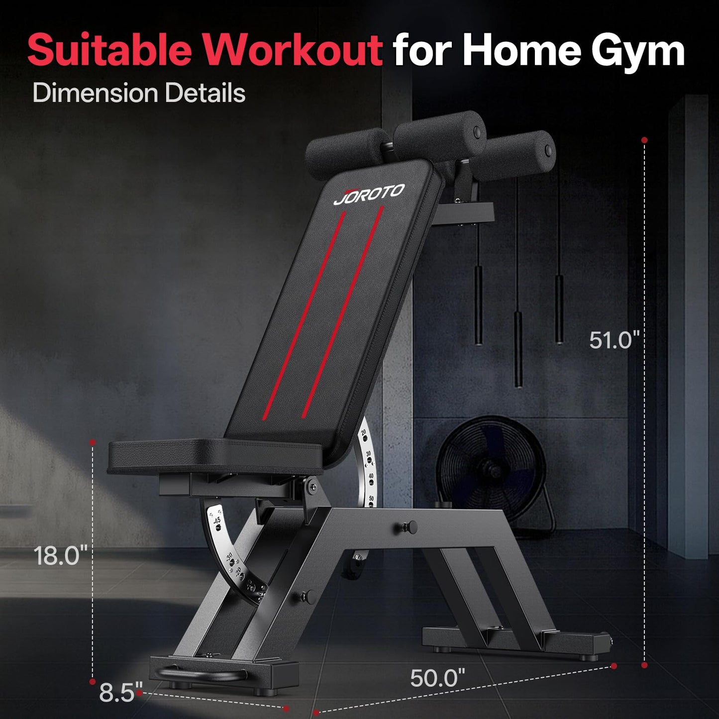 JOROTO Adjustable Sit-Up Weight Bench, 1500 lb Capacity Decline Ab Workout Bench, Heavy-Duty Flat/Incline Bench for Home Gym Strength Training