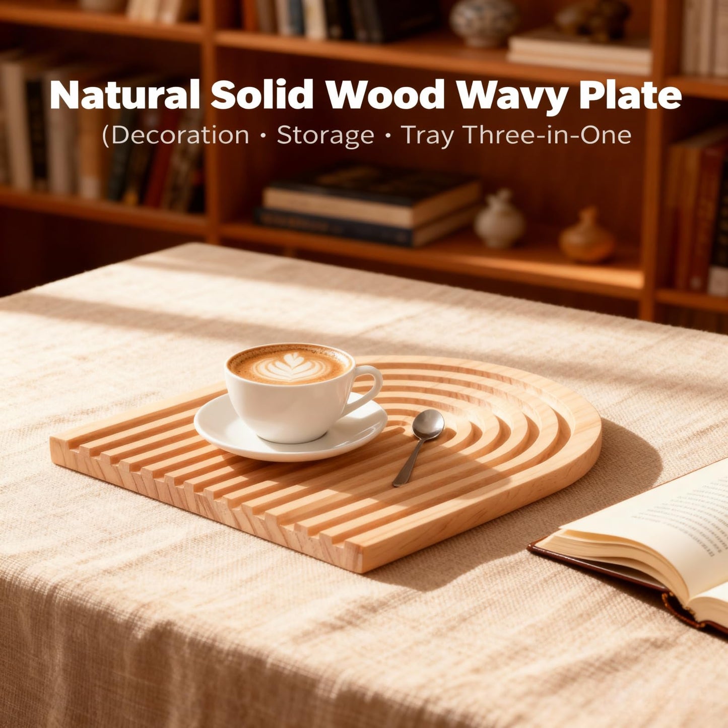 Nawwoo 2 Pcs Natural Wood Arch Decor, Boho Shelf & Serving Board for Fireplace Mantel, Kitchen Counter - Light Pine Finish, Scandinavian & Japandi Style Aesthetic Accents for Living Room, Home Office
