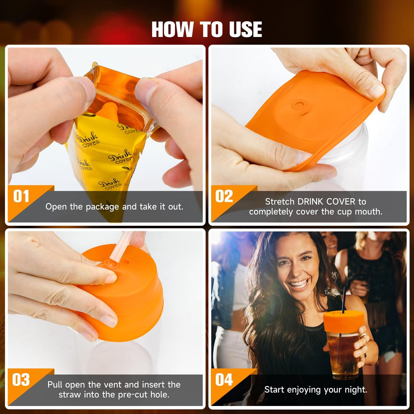 Drink Protection Cover | 100% Silicone and Reusable, Perfect for Parties, Bars or Clubs, Fits All Cup Sizes | Stop Worrying About Beverage Safety (6 Pack)