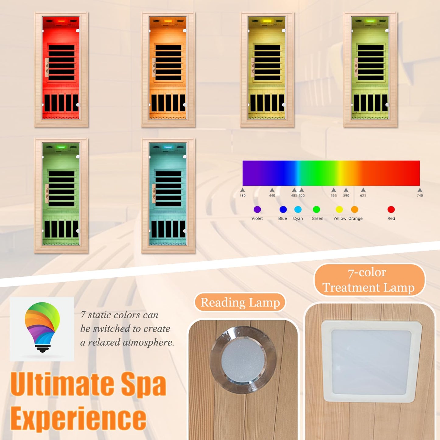 Home Sauna for 1 Person, Far Infrared Sauna with Color Changing Sauna Light,1200W Low EMF Heating Panels, Canadian Hemlock Wood Indoor Sauna, Negative Ion, Bluetooth Speakers, LCD Control Panel