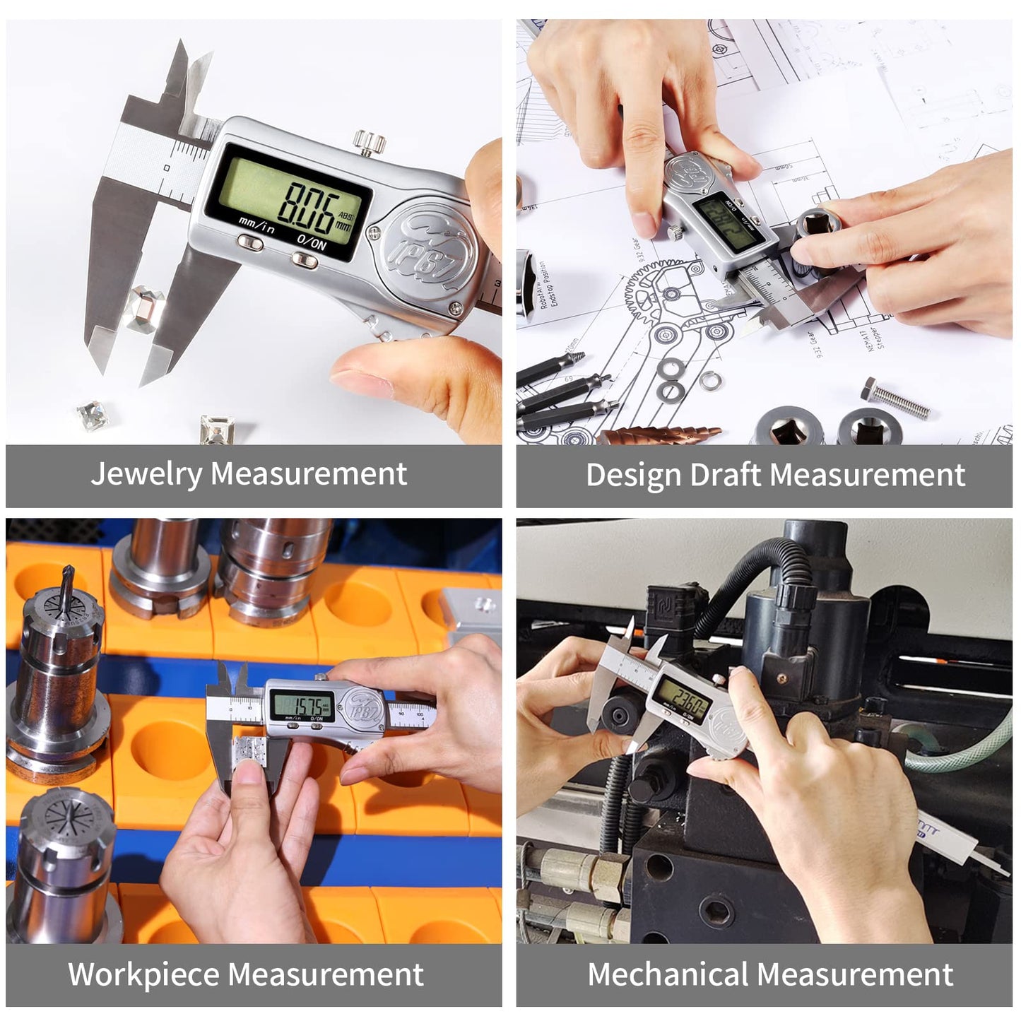Skysummr IP67 Waterproof Electronic Vernier Digital Caliper Measuring Tool Stainless Steel, Absolute Origin, 0-6 inch/150mm, Large LCD Screen, Extreme Accuracy
