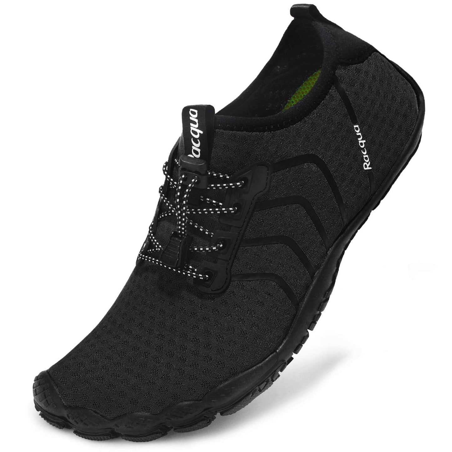 Racqua Water Shoes Quick Dry Barefoot Beach Aqua Sport Swim Surf Pool Hiking Diving Walking for Men Women Black 11 W/10 M