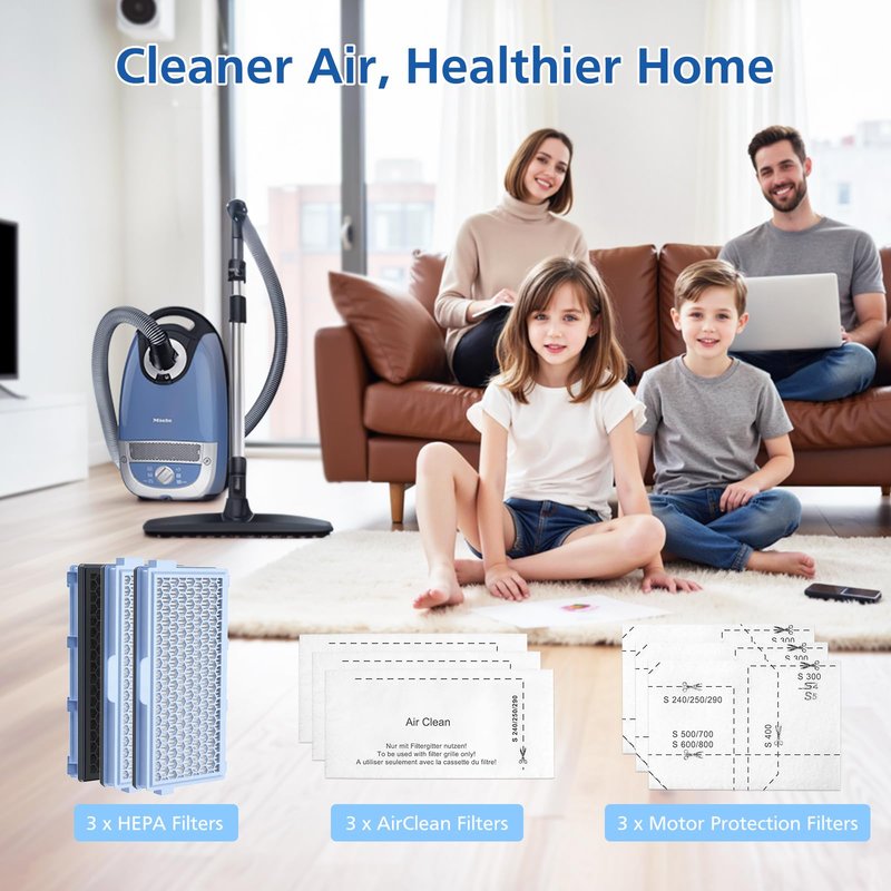 3 Pack SF-HA 50 Filters, Only Compatible with Miele Compact C1 & C2, Complete C2 & C3, S8340, S4, S5, S6, S8, S4000โS8999 and Guard L1/ M1/ S1 Vacuum CleanersโNOT for Classic C1 or Complete C1
