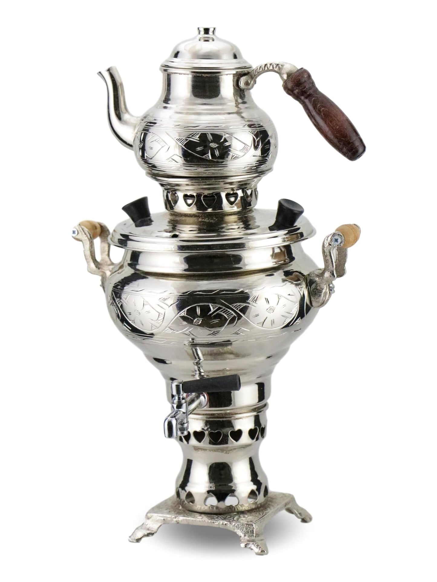 Handcrafted Copper Samovar – 1.4 Quart (1.3 Liters) with Elegant Engravings