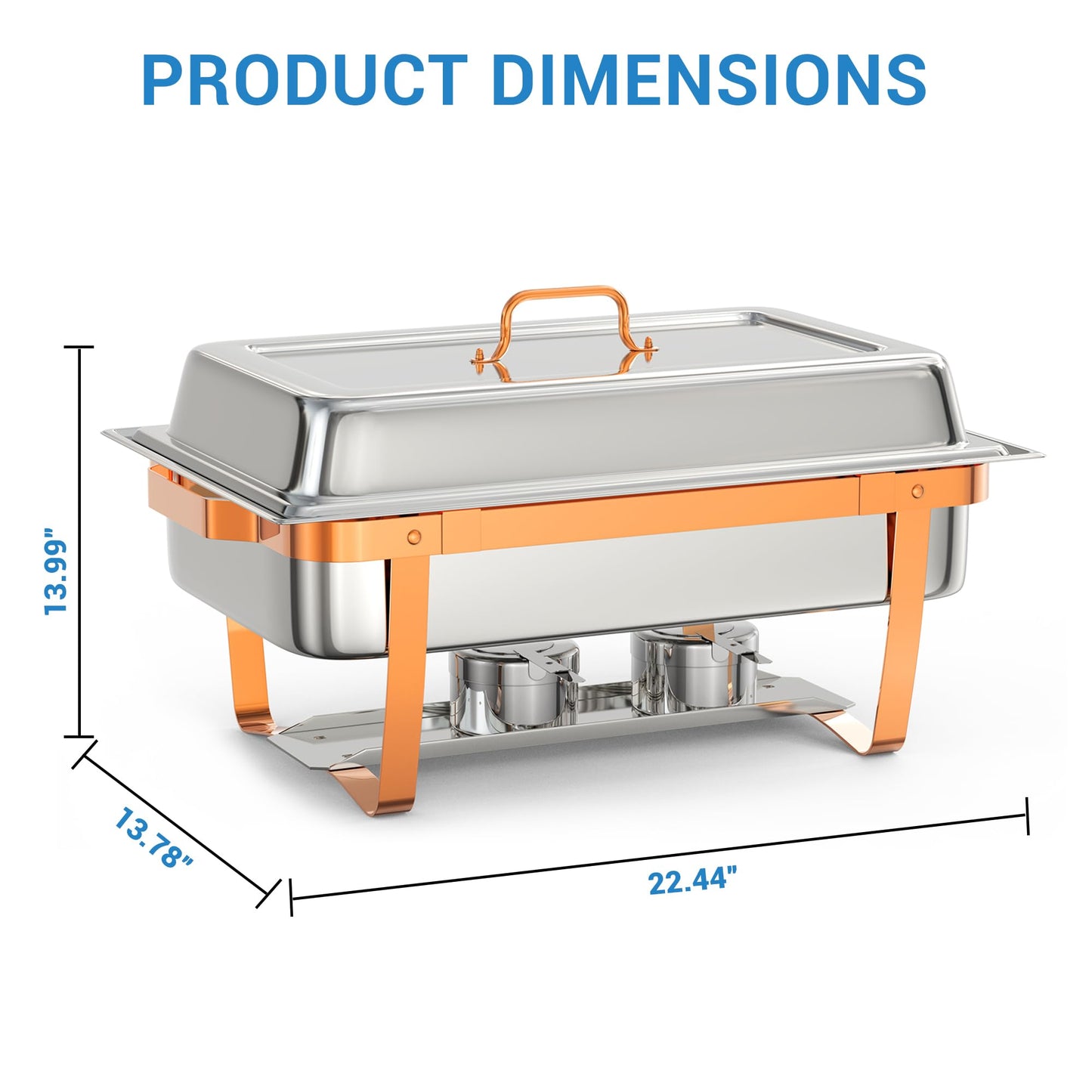 PrecisionAuto Chafing Dish Buffet Set, 6 Pack 8.45QT Chafers Buffet Servers and Warmers with Full Size Food & Water Pans, Heat-Resistant Handles, Sturdy Bracket, Stainless Steel Rectangle Catering
