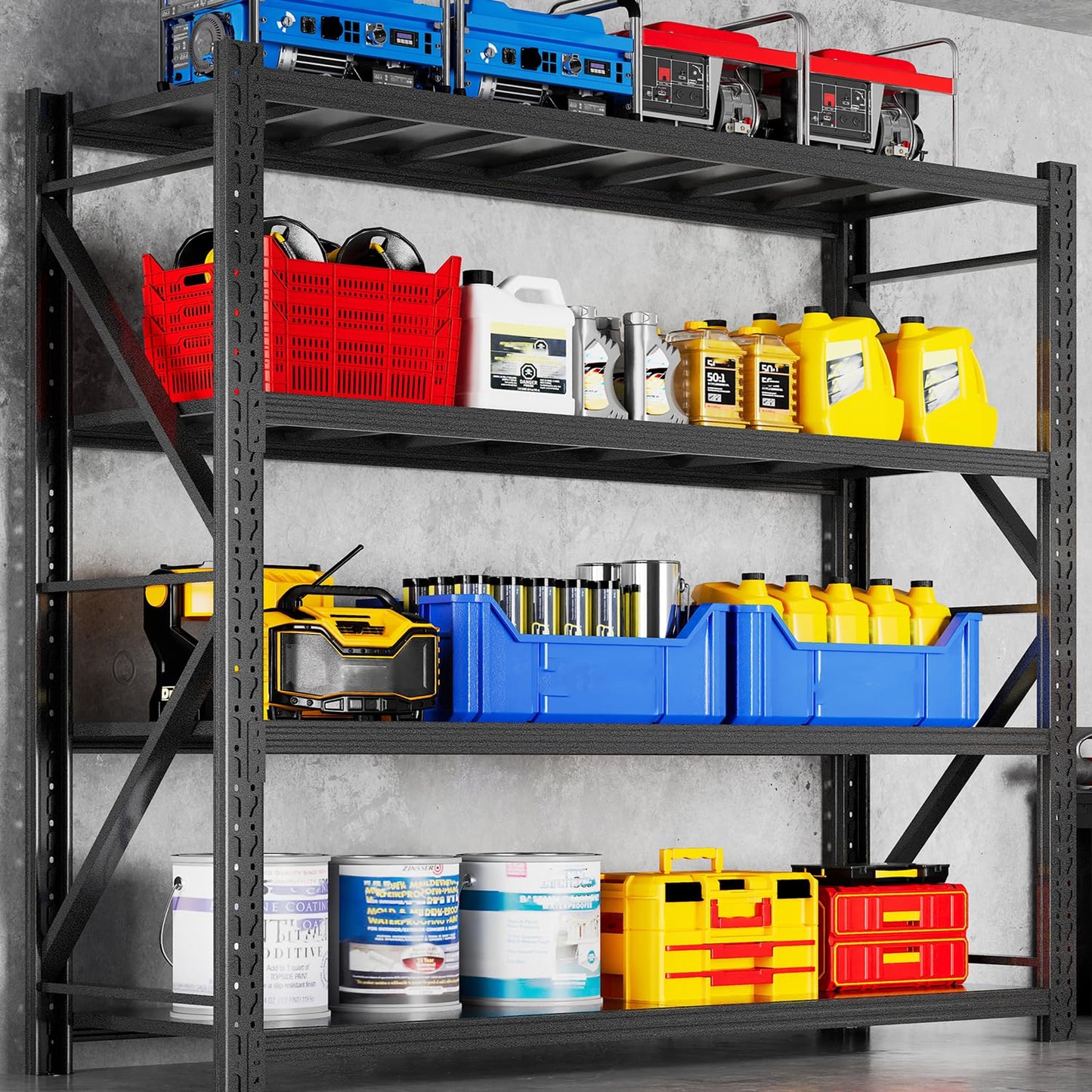 PLMFJQK 2 Sets Storage Shelves with Pegboard,59" W 24" D Heavy Duty Garage Shelving Units and Storage,Metal Shelving Adjustable Shelves,Garage Storage Rack,Industrial Utility Shelf Organization
