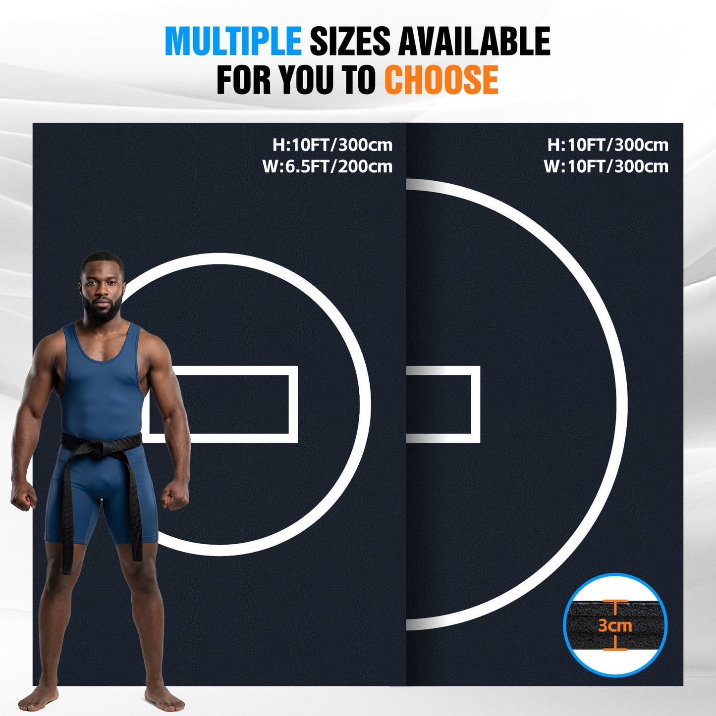 HESMAX 10' x 10' / 10' x 6.5' Foldable Wrestling Mat, Durable Home Training Mat for BJJ, Jiu Jitsu, Grappling, MMA, Judo, Boxing & Taekwondo, Antislip Odor Control Foam Mat 1p6