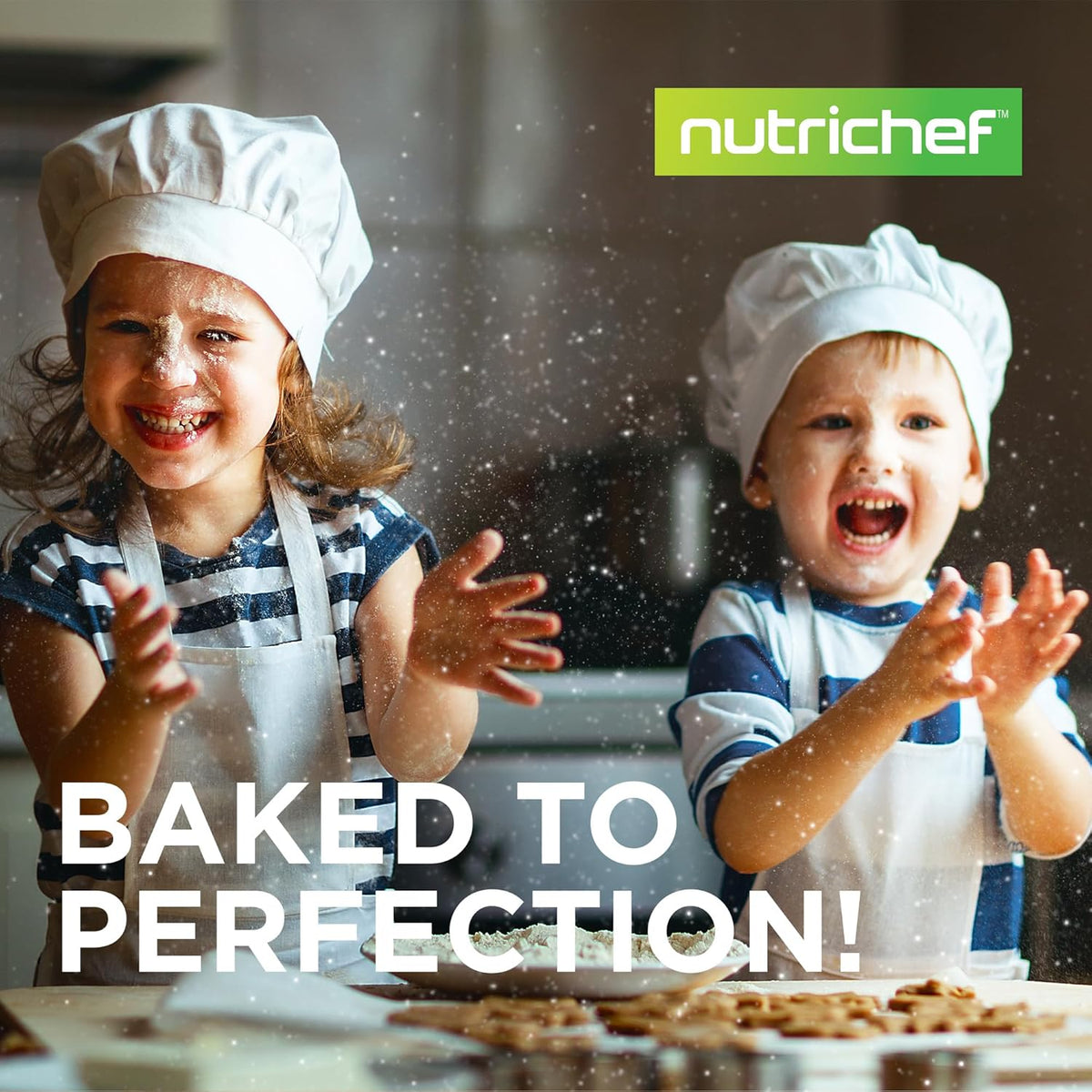 NutriChef 3-Piece Nonstick Baking Pans Set - Premium Commercial Grade Bakeware with Red Silicone Handles
