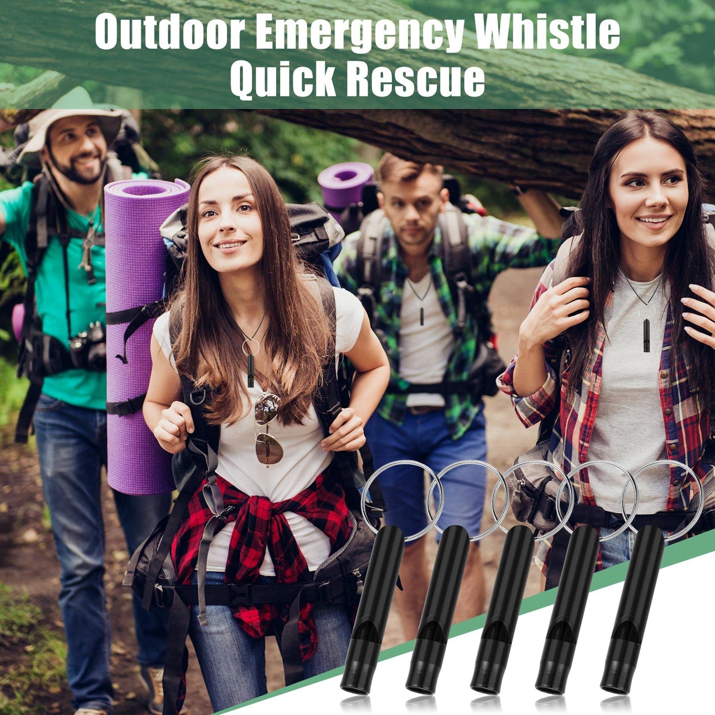 35 Pieces Emergency Whistle with Keychain, Aluminum Emergency Survival Whistle for Camping Hiking Hunting Outdoors Sports, Loud Sound (Black)