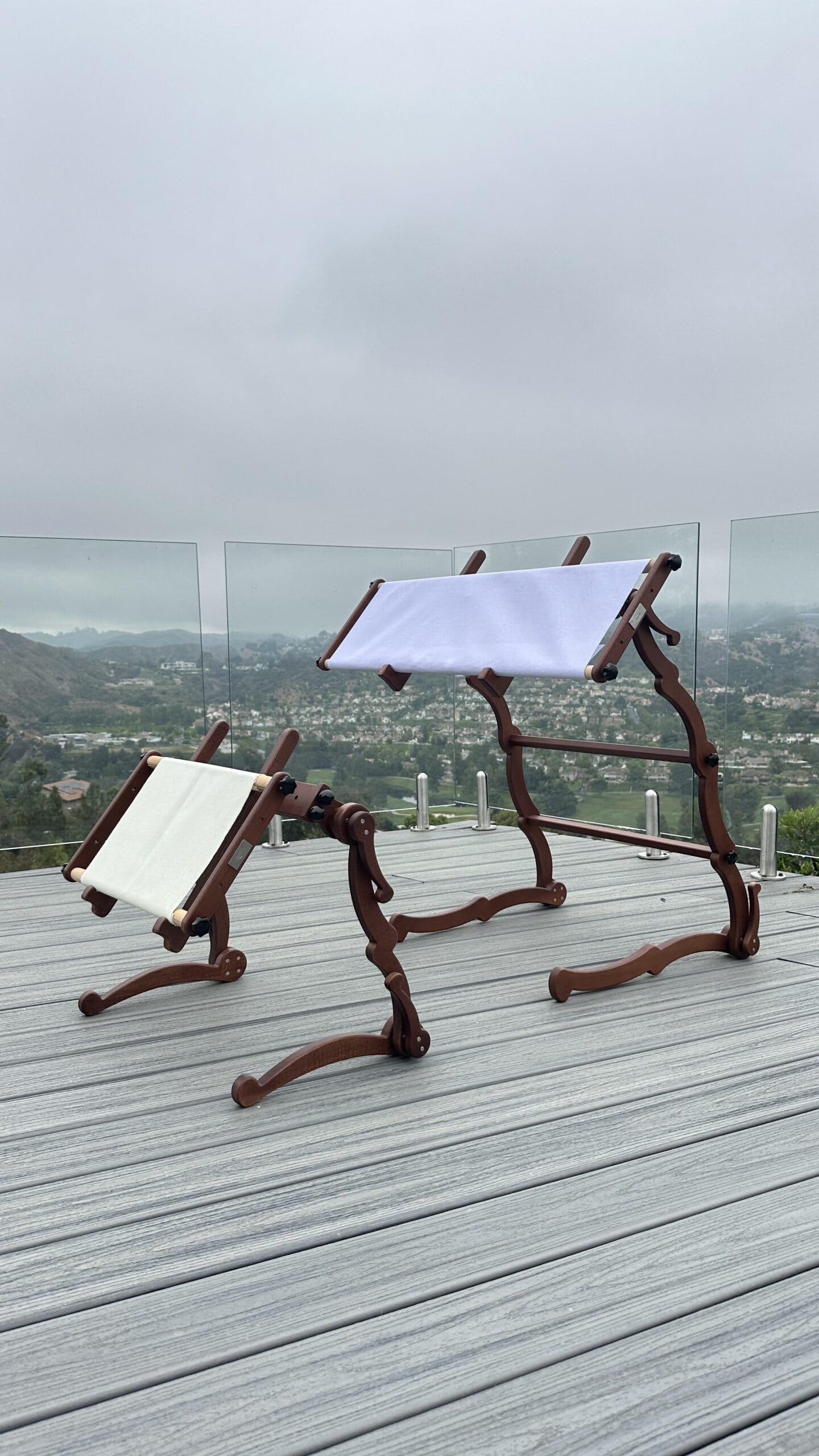 W-Stands Frame Set-3 for Cross Stitching with Side Bars and Scroll Rods (12", 23.75", 35.5") - Premium Wooden Frames for Embroidery and Needlework