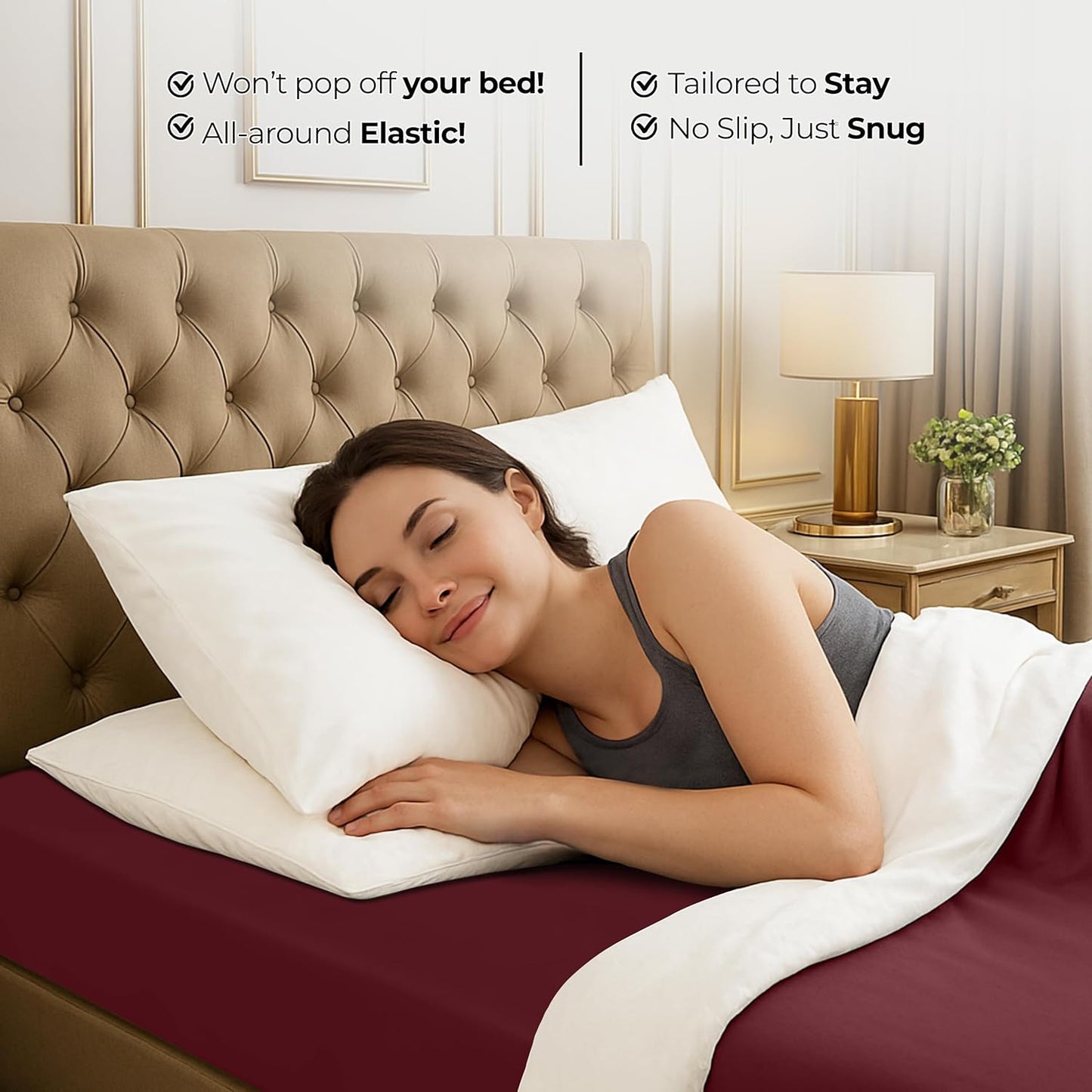Utopia Bedding Queen Fitted Sheet - Deep Pocket Soft Microfiber - Fade Resistant & Easy Care | Red Burgundy
