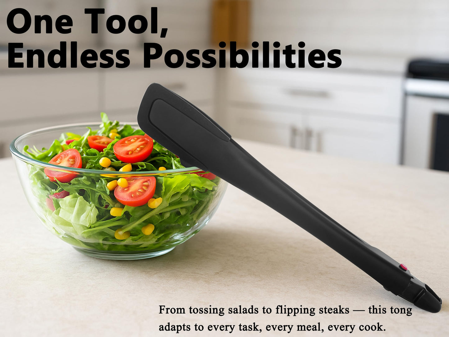 Professional Stainless Steel Kitchen Tongs, Food-Grade Silicone Anti-Slip Design with Comfortable Grip, Multi-Purpose for Salad Serving, BBQ and Cooking- 12'' Black