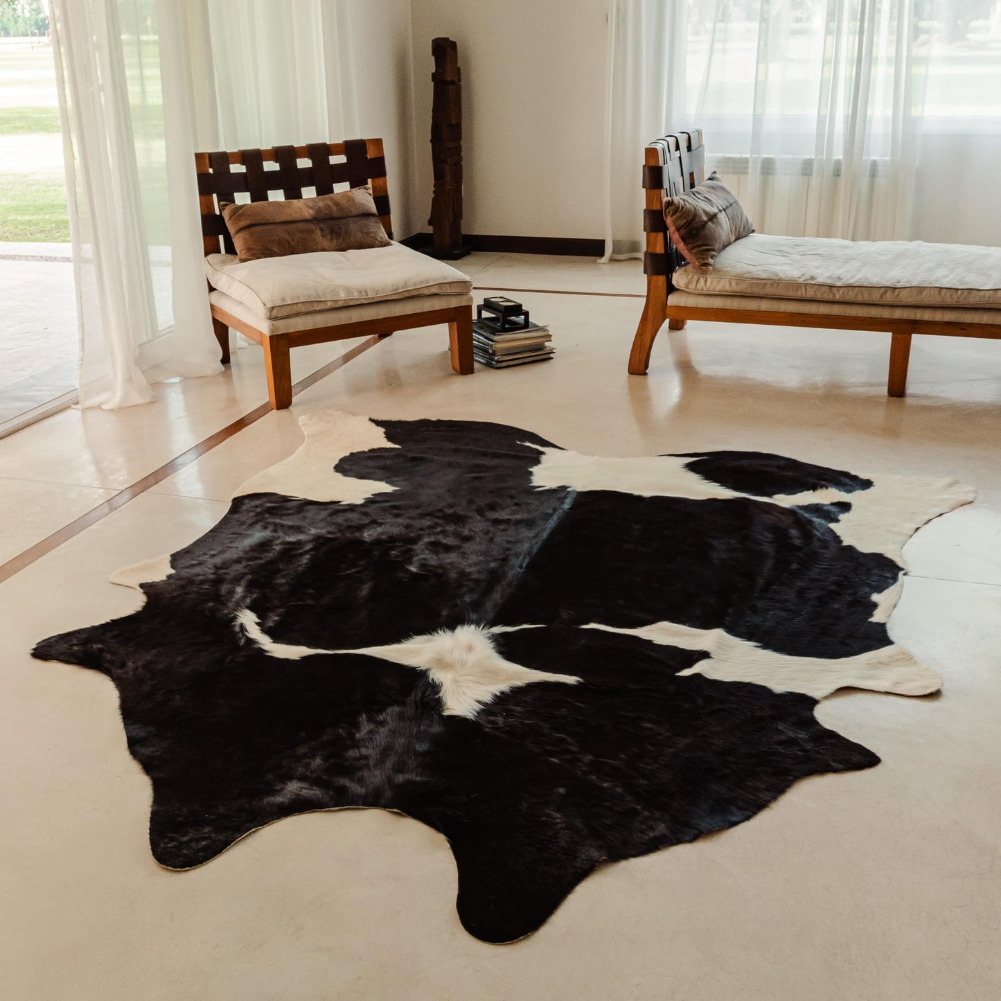 Khara Home Premium 100% Genuine Cowhide Rug Large 5x7 Ft Leather Area Rug for Living Room, Cozy, Unique, and Durable, Western Home Decor β from Argentina (Black & White, 5 x 7)