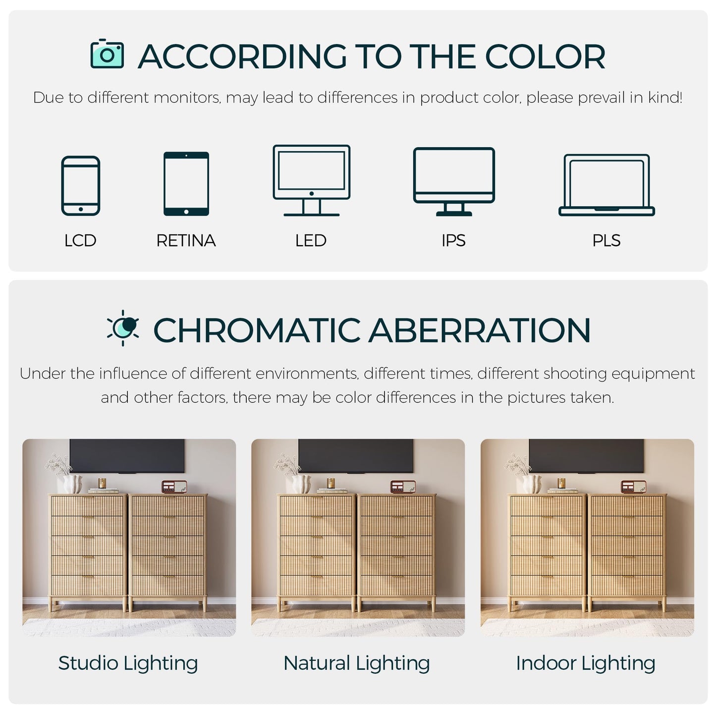 LINSY HOME Fluted 5 Drawers Dresser, 46" Tall Modern Chest of Drawers, Curved Profile Design, Mid Century Wood Dresser with Metal Handle for Bedroom, Living Room, Hallway, Entryway, Oak