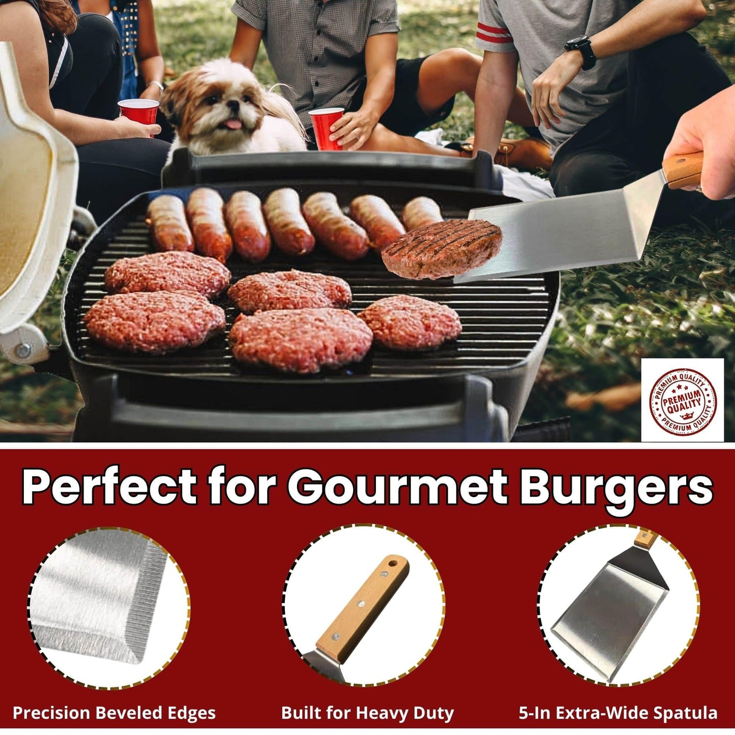 Gamalouยฎ Smashed Burger Press BBQ Kit: 7" Black Round & 8.2x4.3 Rectangle Cast Iron Bacon Press, 3 in 1 Patty Maker, Spatula 6x5, Burger Press Griddle Set for Blackstone, Traeger, Grills, Fry Pan
