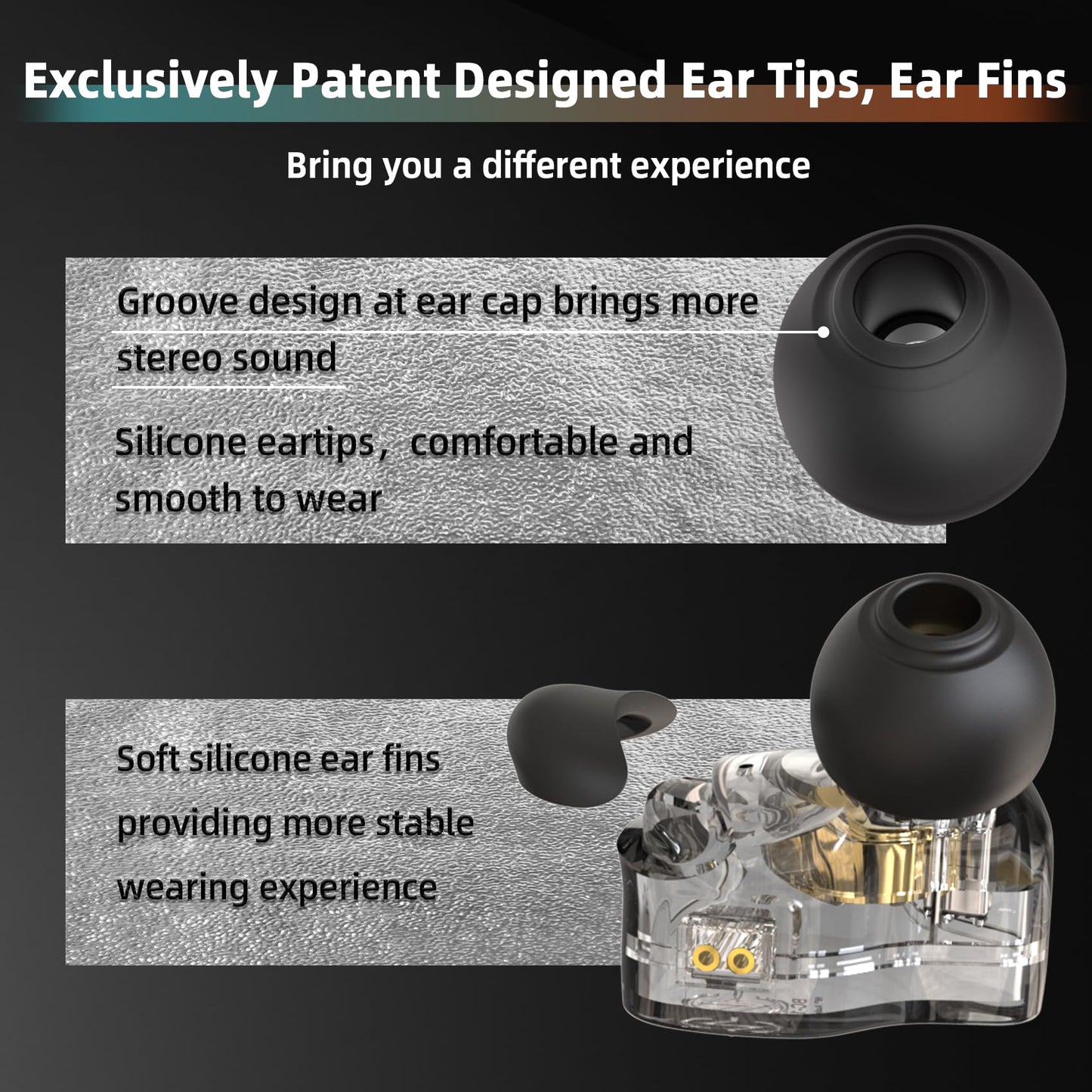 CCZ DC01 Pro in Ear Monitor Headphones, iems for Gaming, Professional Gaming Earbuds Super Bass Wired Earphones with 1DD, Patent Ear fins, Ear tips, for Singers Musicians Podcaster (black without mic)