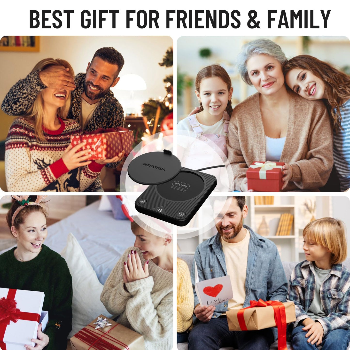Mug Warmer, Coffee Mug Warmer with 3 Temperature Settings, Coffee Warmer for Desk Auto Shut Off, Portable Candle Warmer Plate for Bevarages, Tea, Various Cups, Mom Gifts for Mothers Day