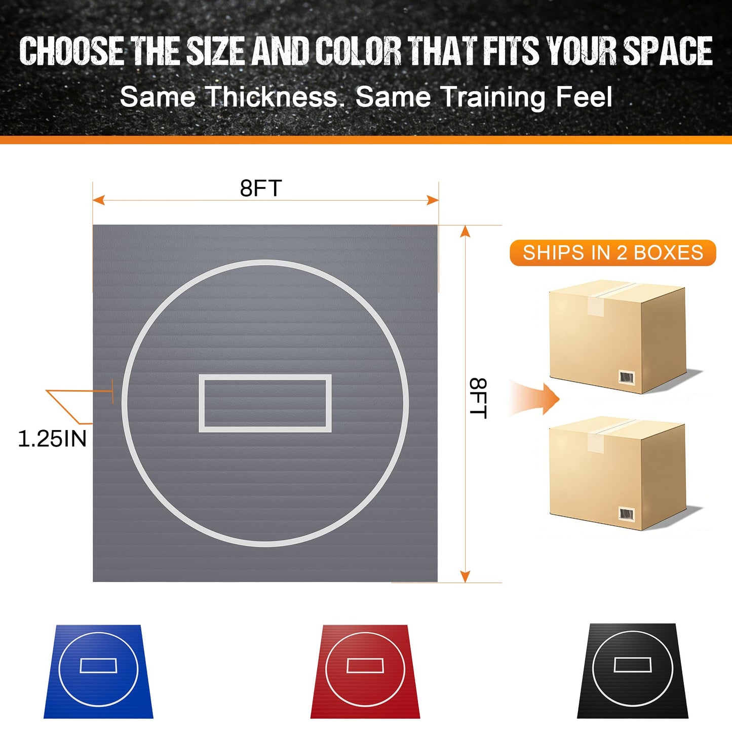 GianToucan Wrestling Mat for Home, 8’x 8’x 1.25” Grappling Mat for Wrestling, MMA, BJJ, Jiu Jitsu, Judo, Gym, Roll-Up Wrestling Practice Mat for Kids & Adults,Easy to Clean Indoor/Outdoor, Gray