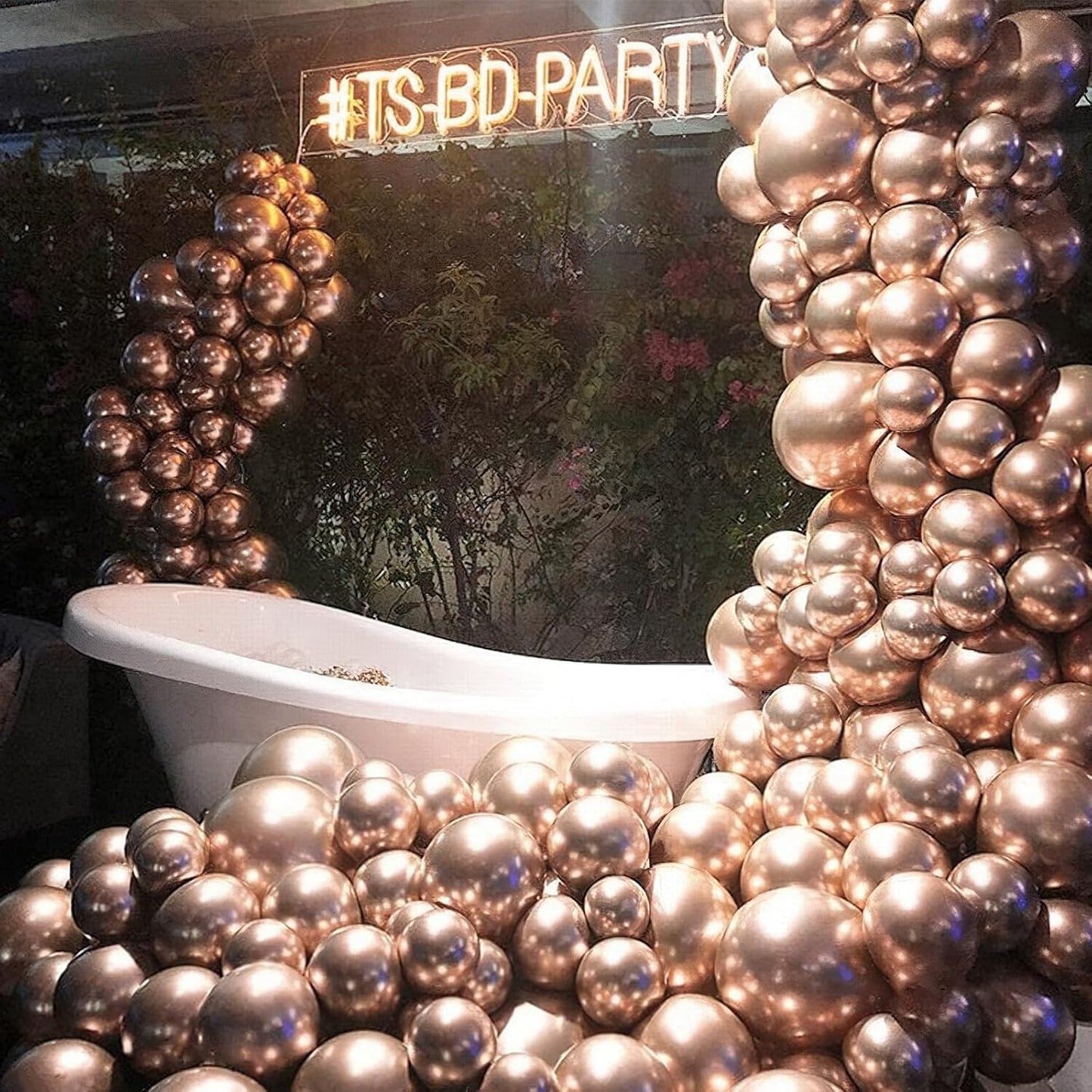 PartyWoo Metallic Rose Gold Balloons - 50pcs 5 Inch Chrome Latex for Weddings & Celebrations