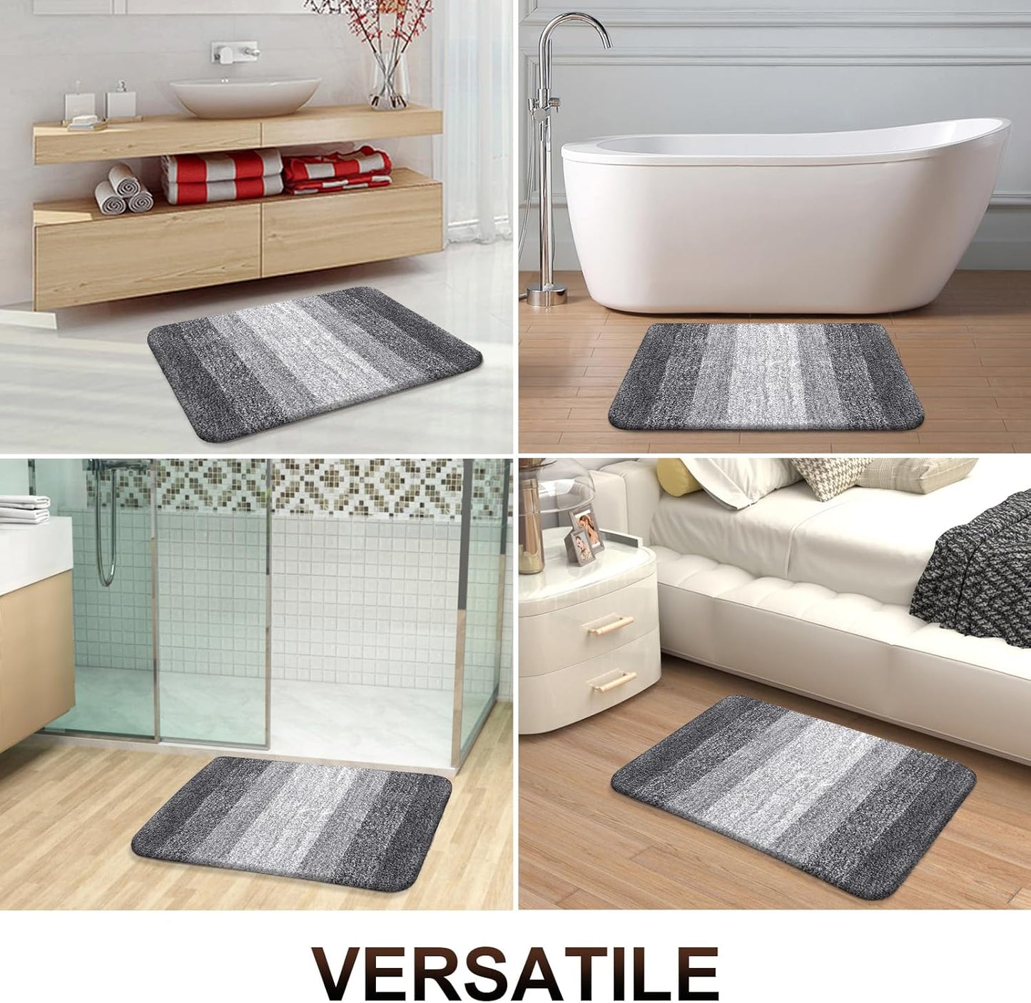 OLANLY Large Microfiber Bath Rugs - Extra Soft & Absorbent | Quick Dry, Machine Washable, 44x32, Grey