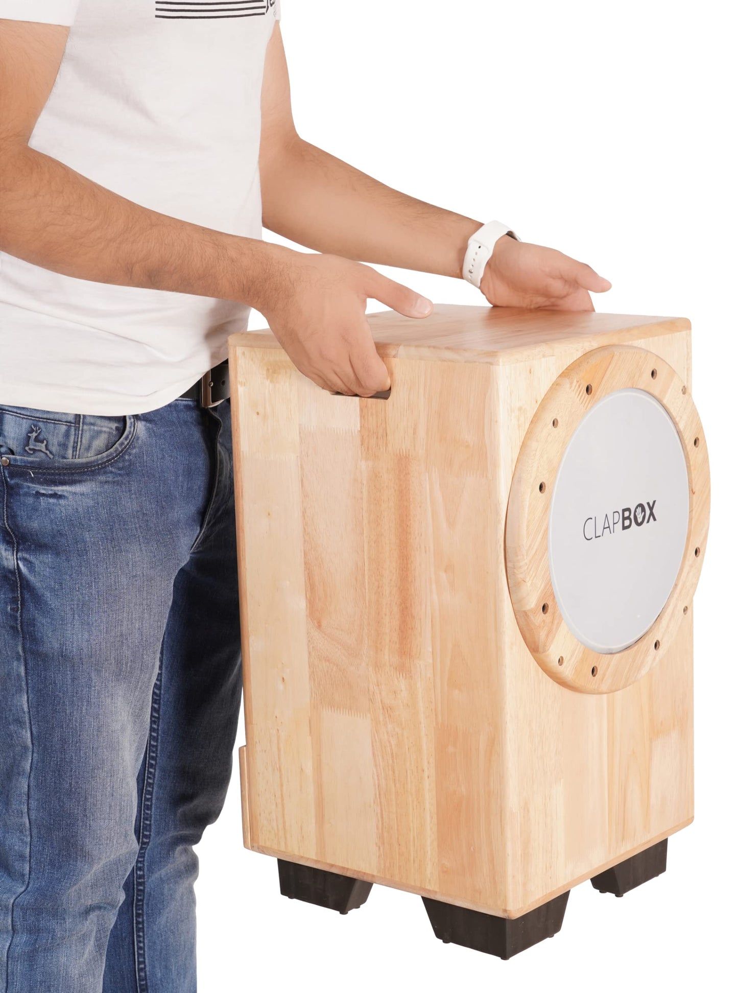 Clapbox Cajon Drum Birch Wood (Full Size) - NOT MADE IN CHINA - 3-in-1 - Cajon + Bongo + Darbuka | Most Popular Percussion Brand Online (Natural, Cajembe)