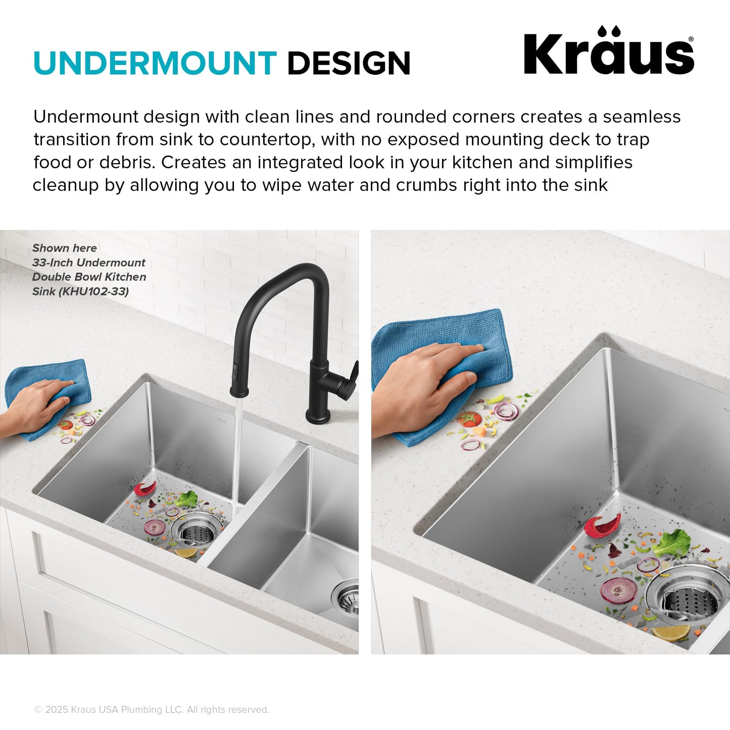Kraus KHU100-32 Standart PRO 16 Gauge Undermount Single Bowl Stainless Steel Kitchen Sink, 32 Inch